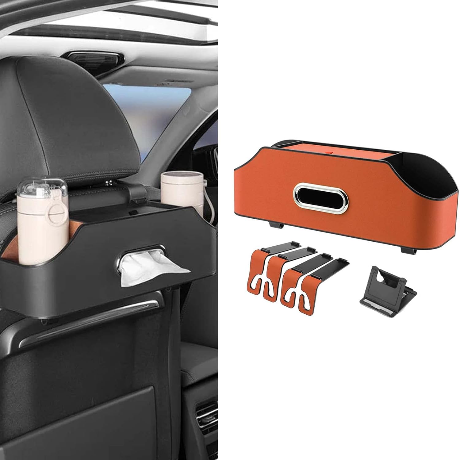 HOMINY 2023 New Car Back Seat Organizers,Multifunctional Storage with Cup Holder