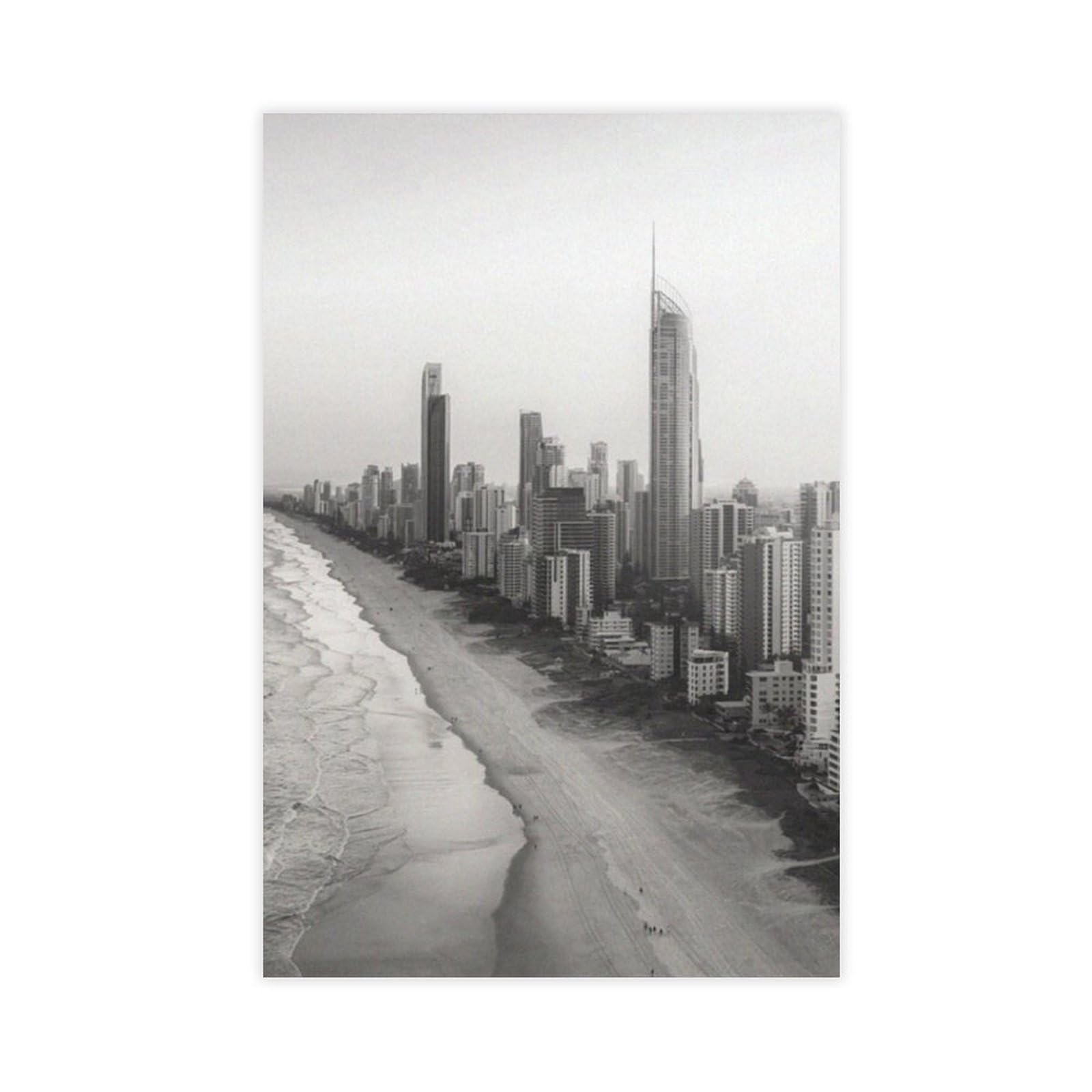 GAPAT Surfers Paradise Australia Gold Coast Black White Wall Art Travel Poster Australia Art Print Queensland Canvas Poster Bedroom Office Room Decor Gift Yellow Unframe 24x36inch