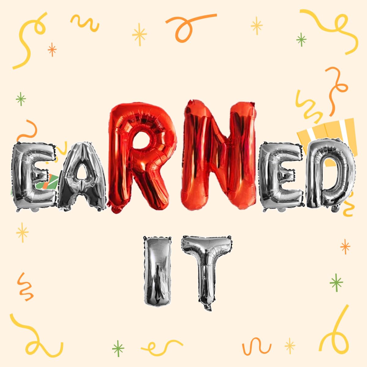 Decorit eaRNed it Balloon, Nurse Congrats Grad Balloons for Celebrations, Senior Class of 2024 Sash, RN Graduation Gift Idea, Nursing Graduation Party Decorations, BSR, NP, CRNA, LPN, NR, Red, Silver