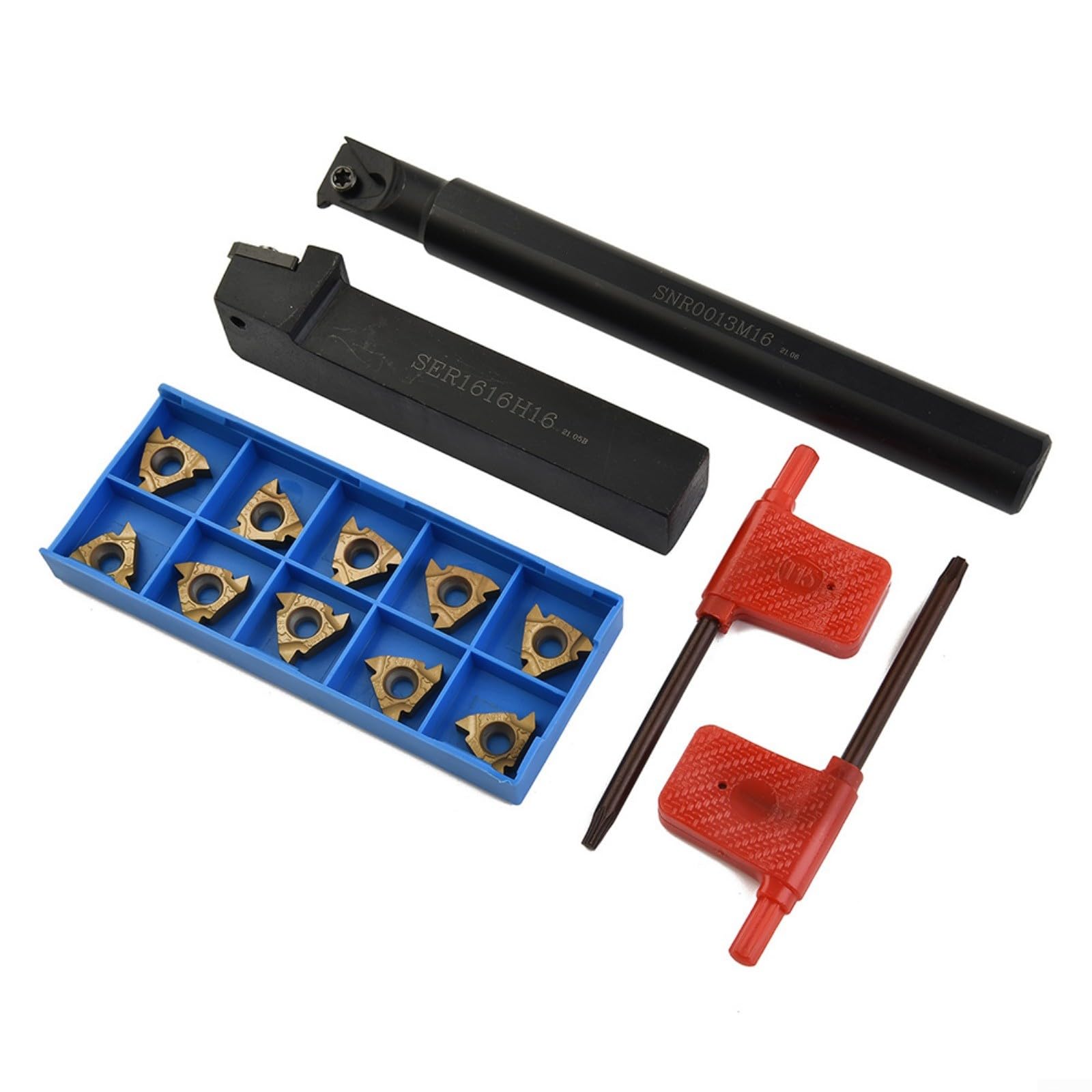 Lot de 12 inserts de filetage interne pour barre d'alésage avec porte-outils SER1616H16 et SNR0013M16 pour plaquettes en carbure d'usinage CNC