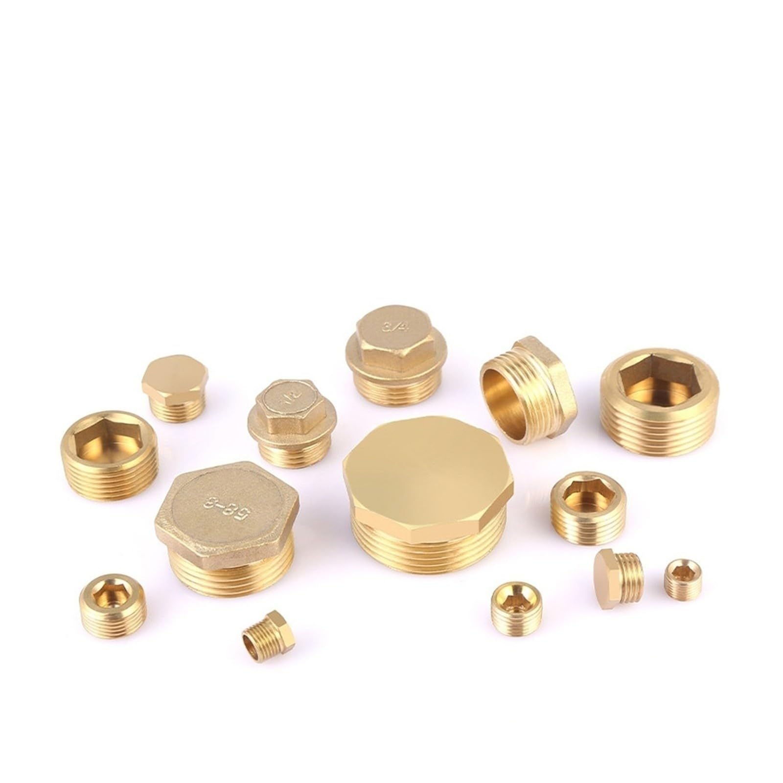 1/8" 1/4" 3/8" 1/2" 3/4" 1" A 2" Filettatura Vite For Tubo In Ottone Maschio Tappo Di Chiusura For Arresto Del Coperchio Esagonale For(Hexagon (3I8),QTY 10pcs)