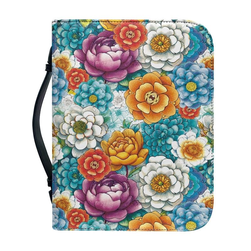Kuiaobaty Boho Flowers Bible Cover, Mandala Floral Carrying Book Case Church Bag with Handle, 7 x 10", Gift for Women Mother 4 Size,XL — image 1