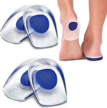 2 Pair Gel Heel Pads for Plantar Fasciitis, Blue Gel Insoles for Foot Cushion Pads for Heel Pain, Bone Spur & Achilles Pain(Blue)