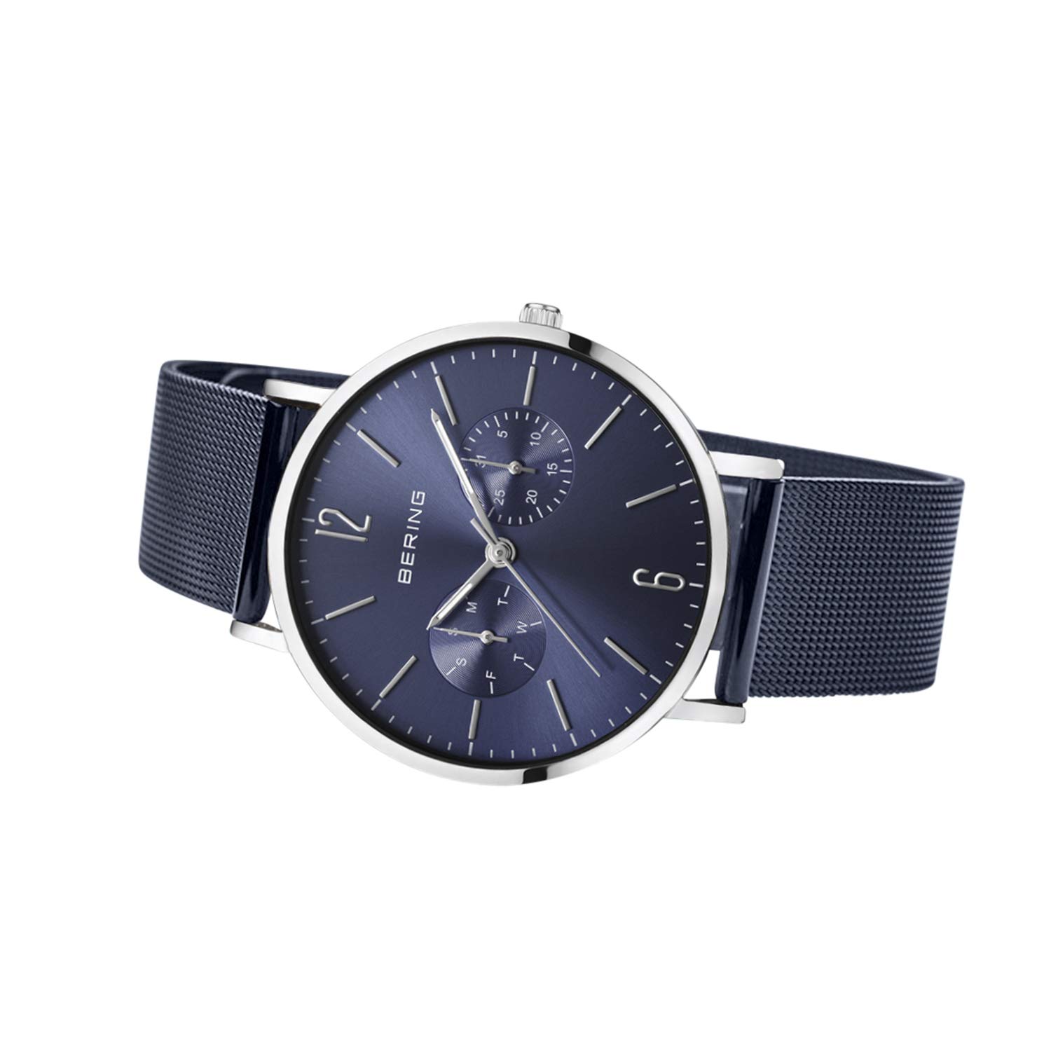 Bering Damen Quarz Uhr | Armbanduhr 36 mm Edelstahlgehäuse und Zifferblatt | Milanaisearmband | Saphierglas | 3 ATM | 14236