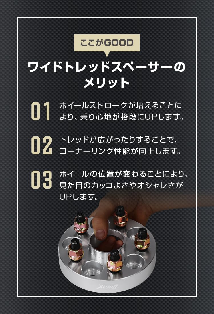 Amazon | デュラックス(Durax) ハブ付ワイドトレッドスペーサー 60mm