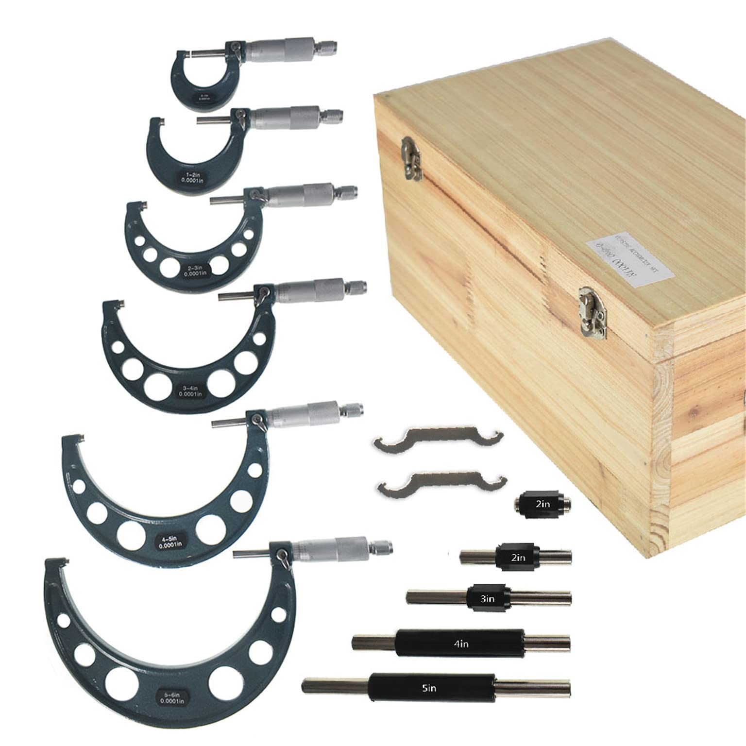 mitoharet 6-Pack Professional Outside Micrometer Set 0-6In / 0.0001In Precision Machinist Tool Premium Quality with Padded Case