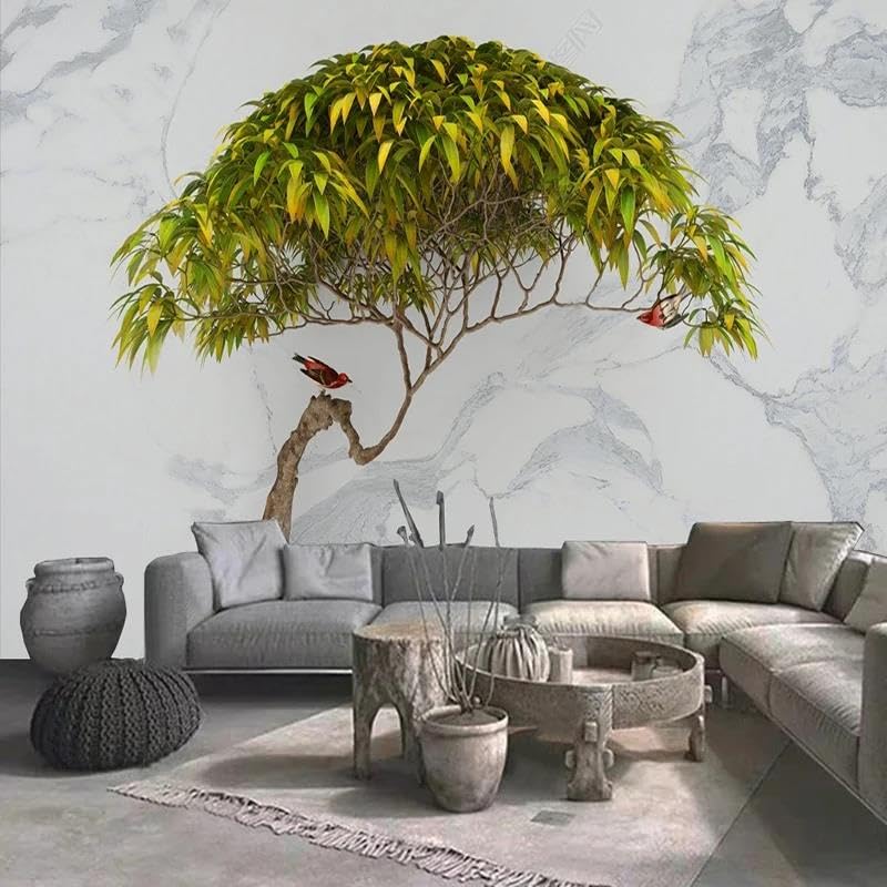 Papier peint mural 3D jungle arbre oiseau PVC auto-adhésif pour salon