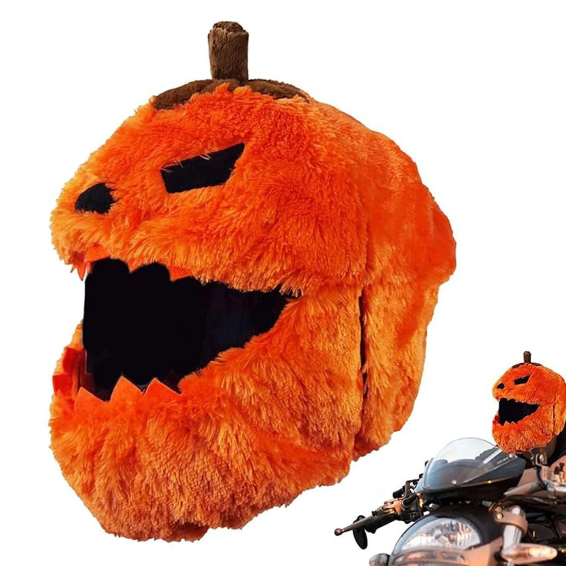 GXGM Halloween Helmet Cover in Pumpkin Shape, Fluffy Helmet Covers for Halloween, Carnival, Cosplay, Elastic and Durable Helmet Cover for Motorcycles and Bicycles