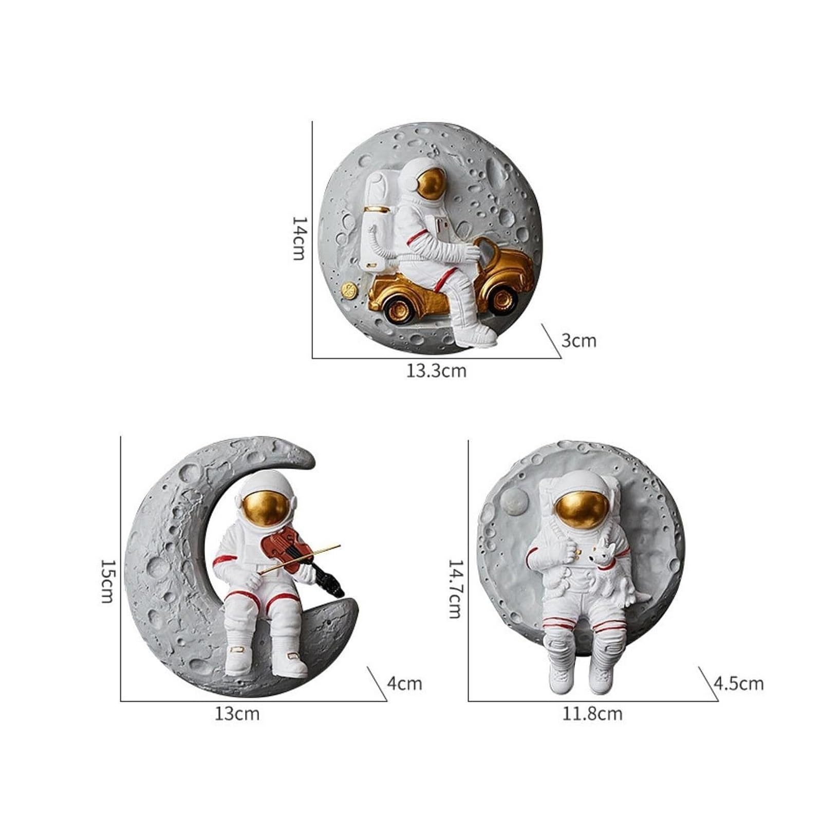 KUKUUU 3 figuras de astronauta montadas en la pared, bonitos adornos de espacio, oficina, hotel, bar, decoración
