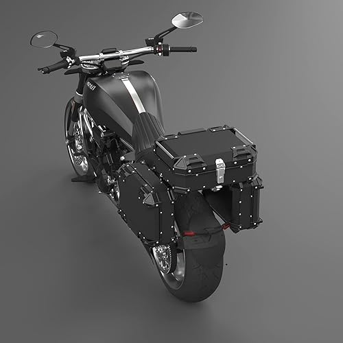 Miniatura 9 de LASIEYO 2023 - Maleta superior de motocicleta de 28 L, caja de aluminio para maletero de motocicleta con cerradura de seguridad para almacenar casco