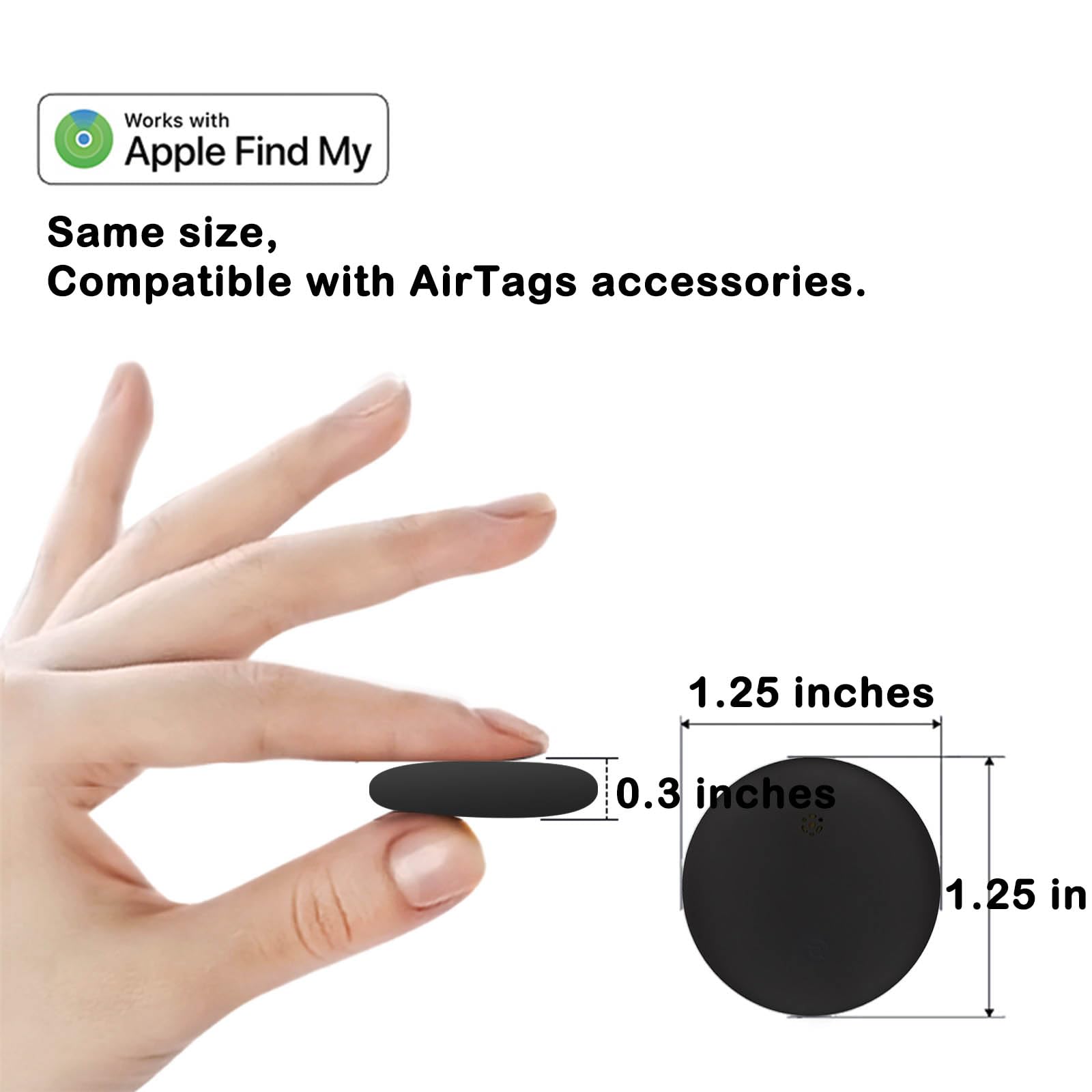 Ayehe Item Tracker, Compatible with Apple Find My (iOS Only), Not Real-time GPS, Base on Millions of iOS Devices, BLE Assisted Tracking, MFi Certified, Compatible with AirTag Accessories, Black