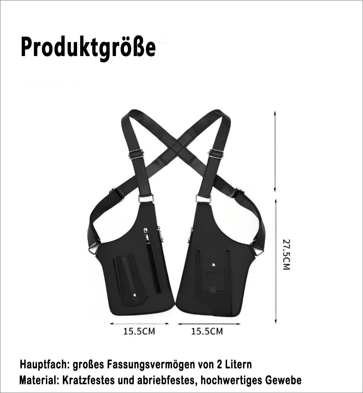 Schulterholster, Vertikales Pistolenholster, Verdeckte Waffenholster, Leder Anti-Diebstahl Schulterholster, Verstellbare Achselholster Tasche mit Doppelfächern,Umhängetasche Für Männer