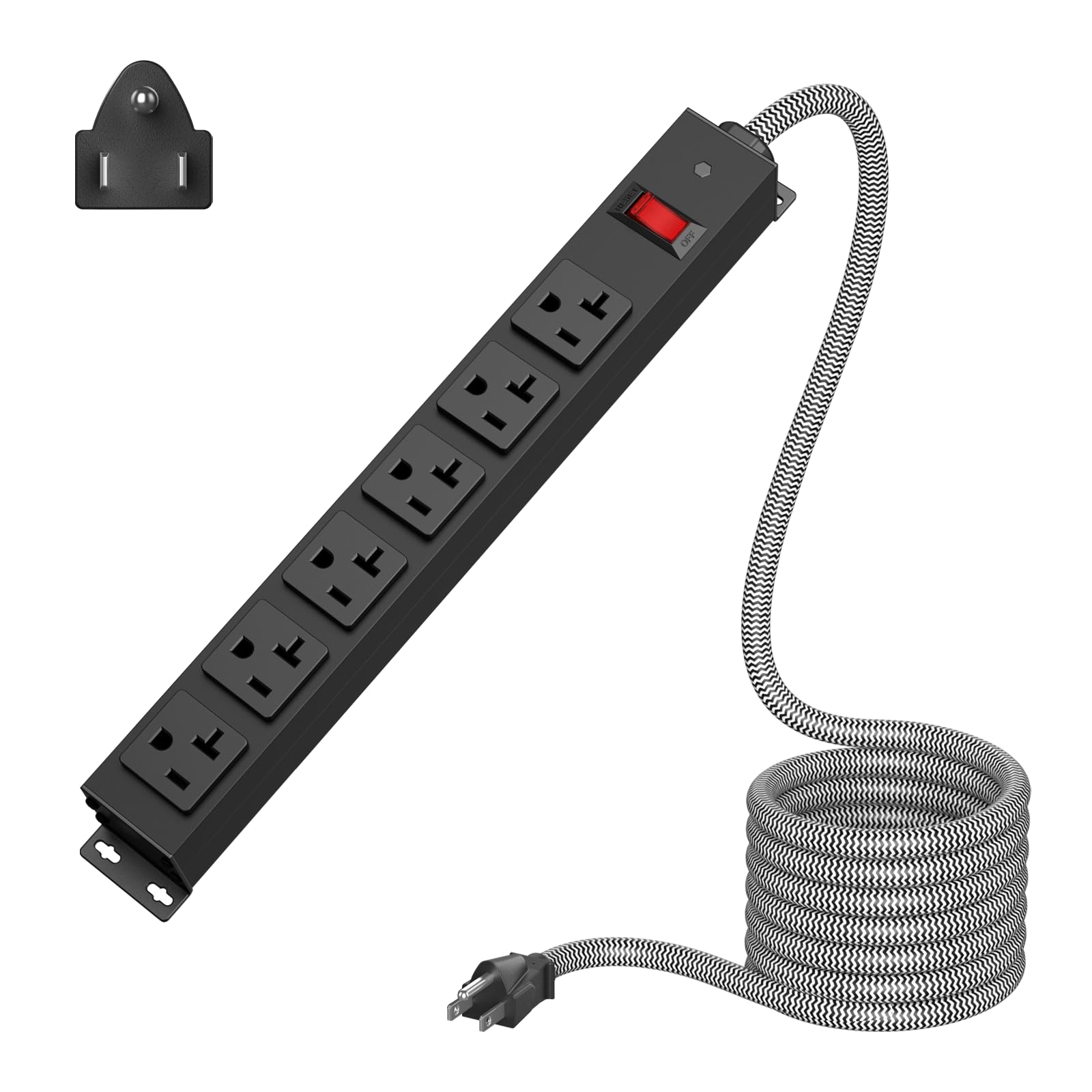 Photo 1 of Heavy Duty Power Strip 20 amp Surge Protector,Wall mountable Power Strip,12 Gauge Extension Cord 5-15P Adapter High Amp 6-20R T-Slot Industrial Outlet,for Garage,Workshop & Industrial