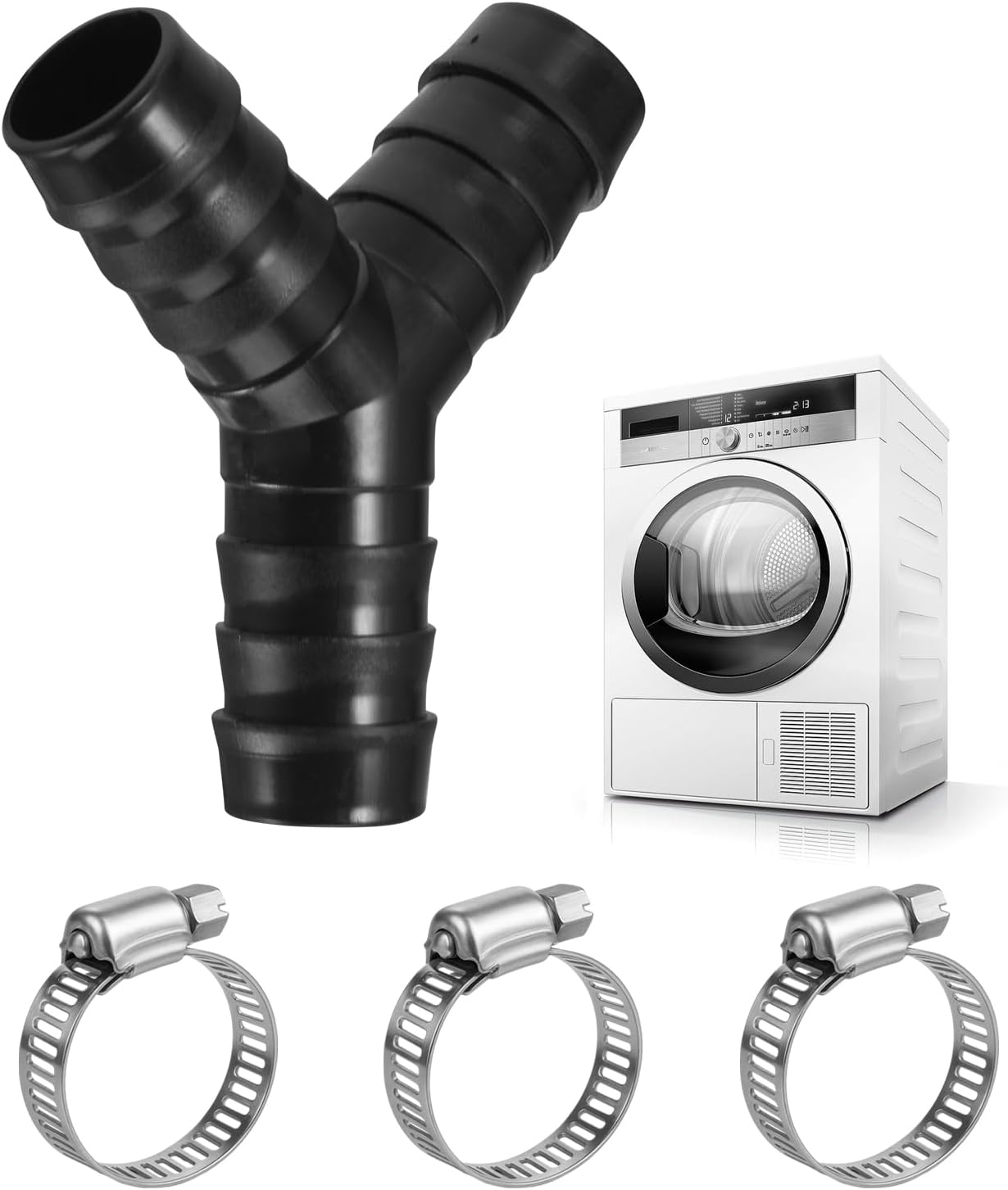 Y Splitter Piece Hose Clamps Black 3/4 Inch Washing Machine Y Hose Connector Garden Hose Y Piece Suitable for Kitchen Pipes Washing Machines Gardens Outdoors