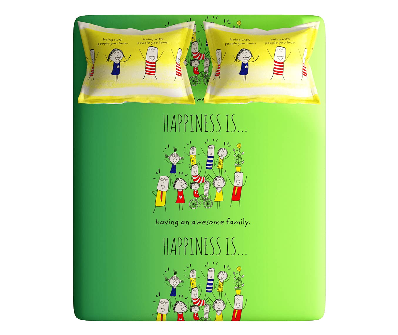 Portico New York New Happiness Collection Double Size Bedsheet with 2