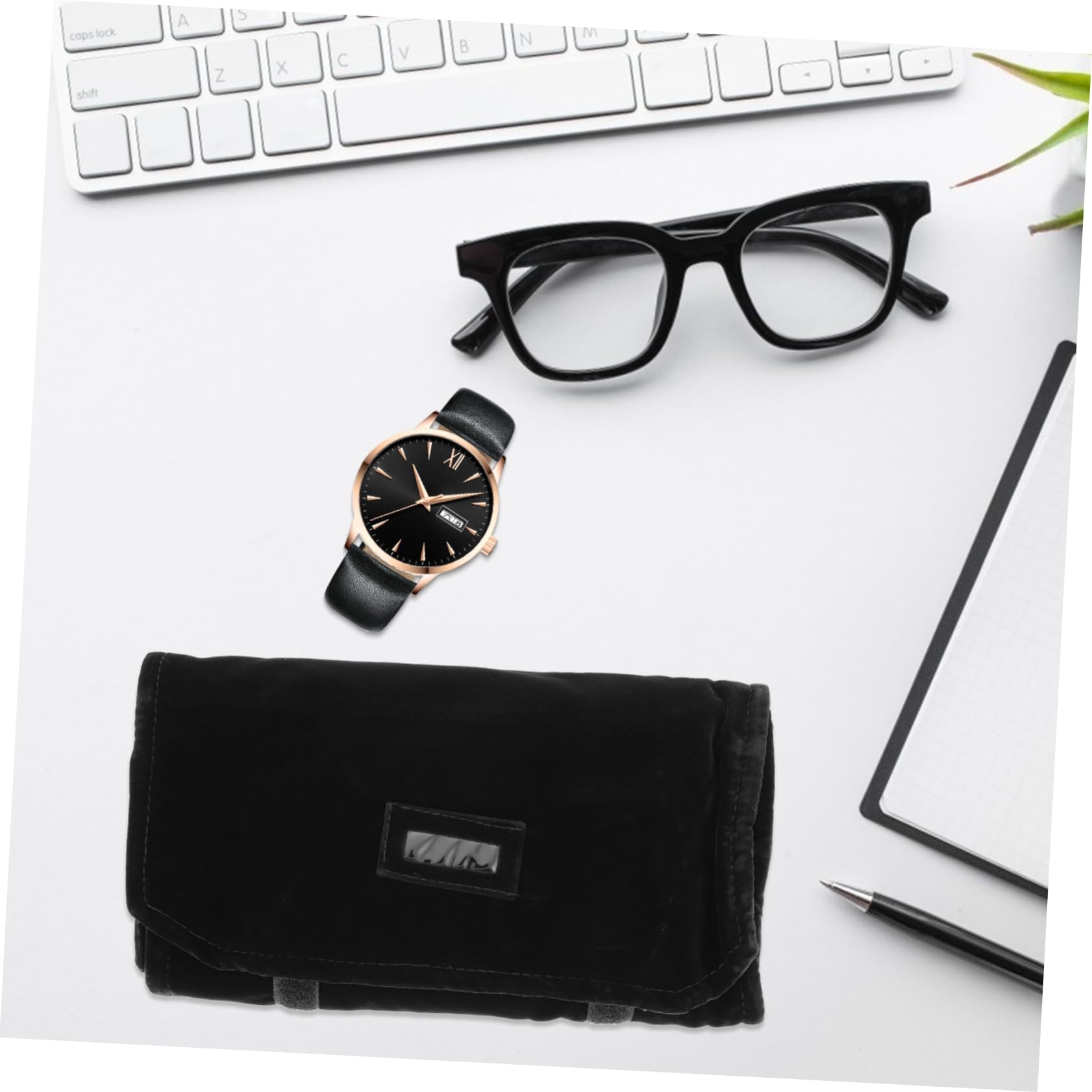 MAGICLULU Astuccio Organizer Gioielli Pieghevole in Flanella Nero | Custodia Arrotolabile Leggera, Mantiene Piccoli Accessori Ordinati e Protetti, Formato Compatto da Viaggio
