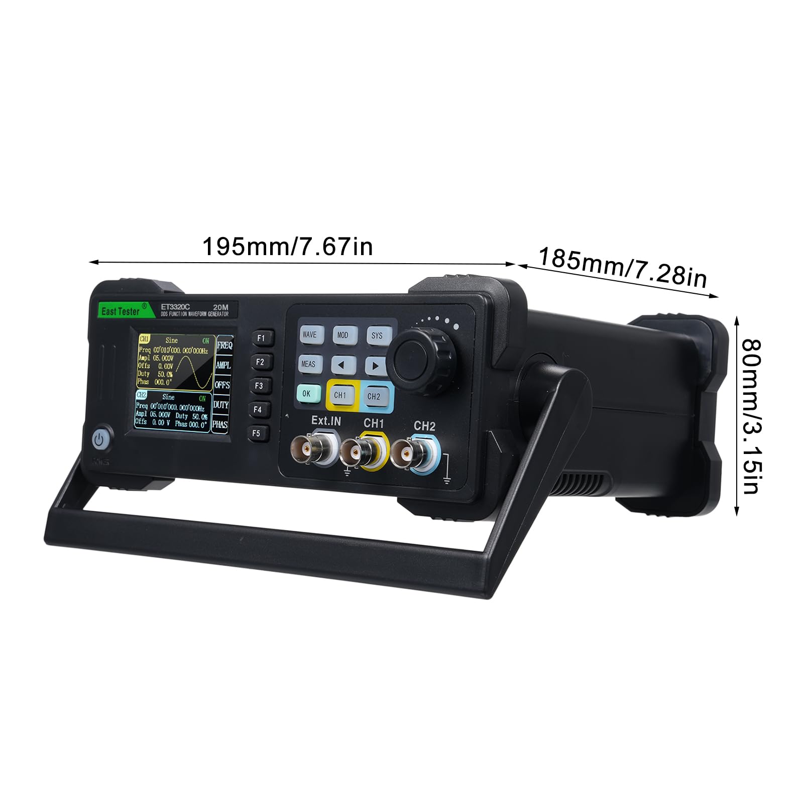 Generador de funciones de señal ET3320C, medidor de frecuencia de forma de onda arbitraria DDS de 20 MHz con comunicación USB, dos canales