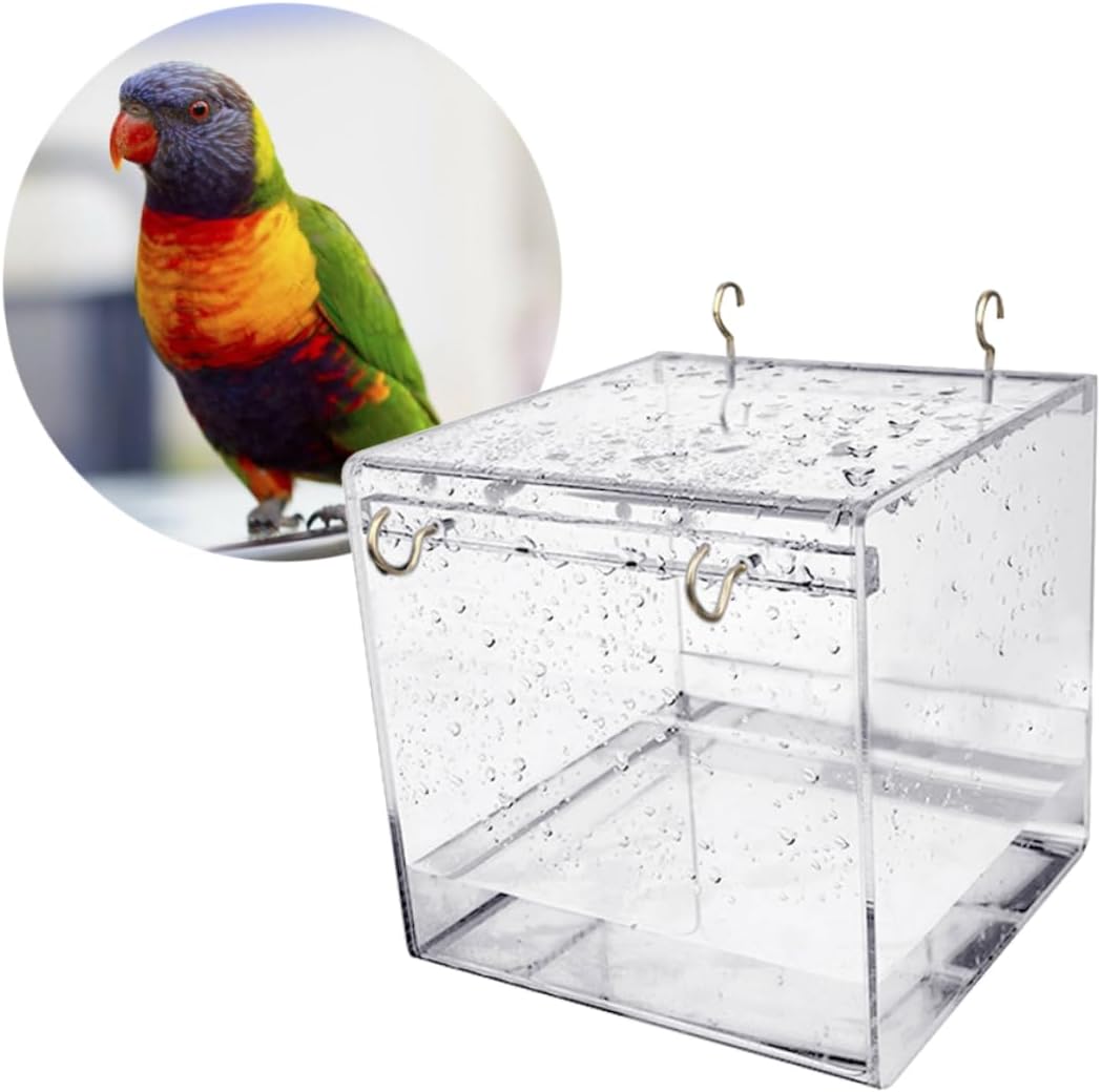 YARNOW Parrot Bath Large Covered Bird Bath for Cages Suitable for Small Birds Like Canaries and Parrots Sturdy and Easy to Clean