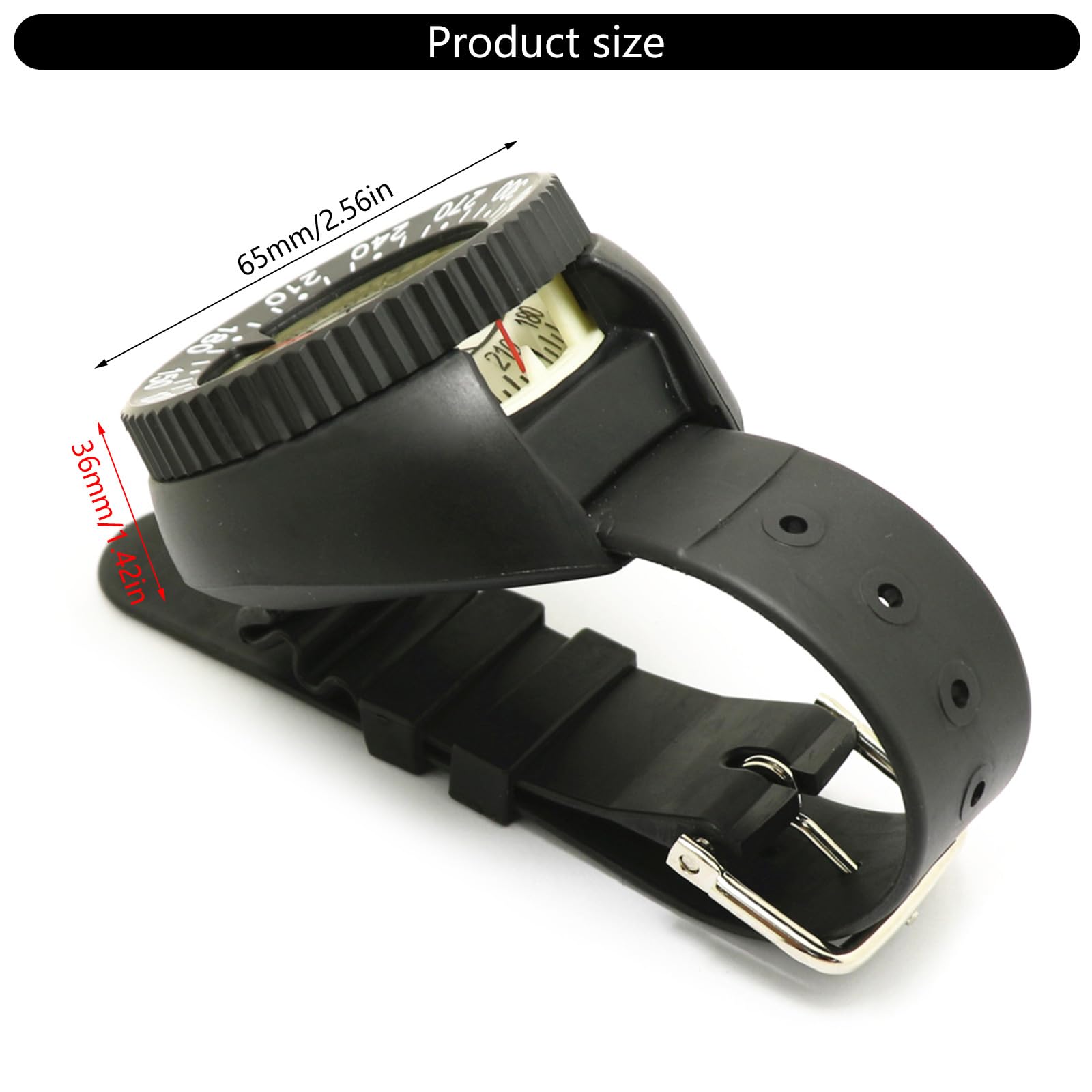 Boussole de plongée professionnelle étanche avec cadrans lumineux, sangle réglable pour la plongée en apnée, la pêche sous-marine, la randonnée