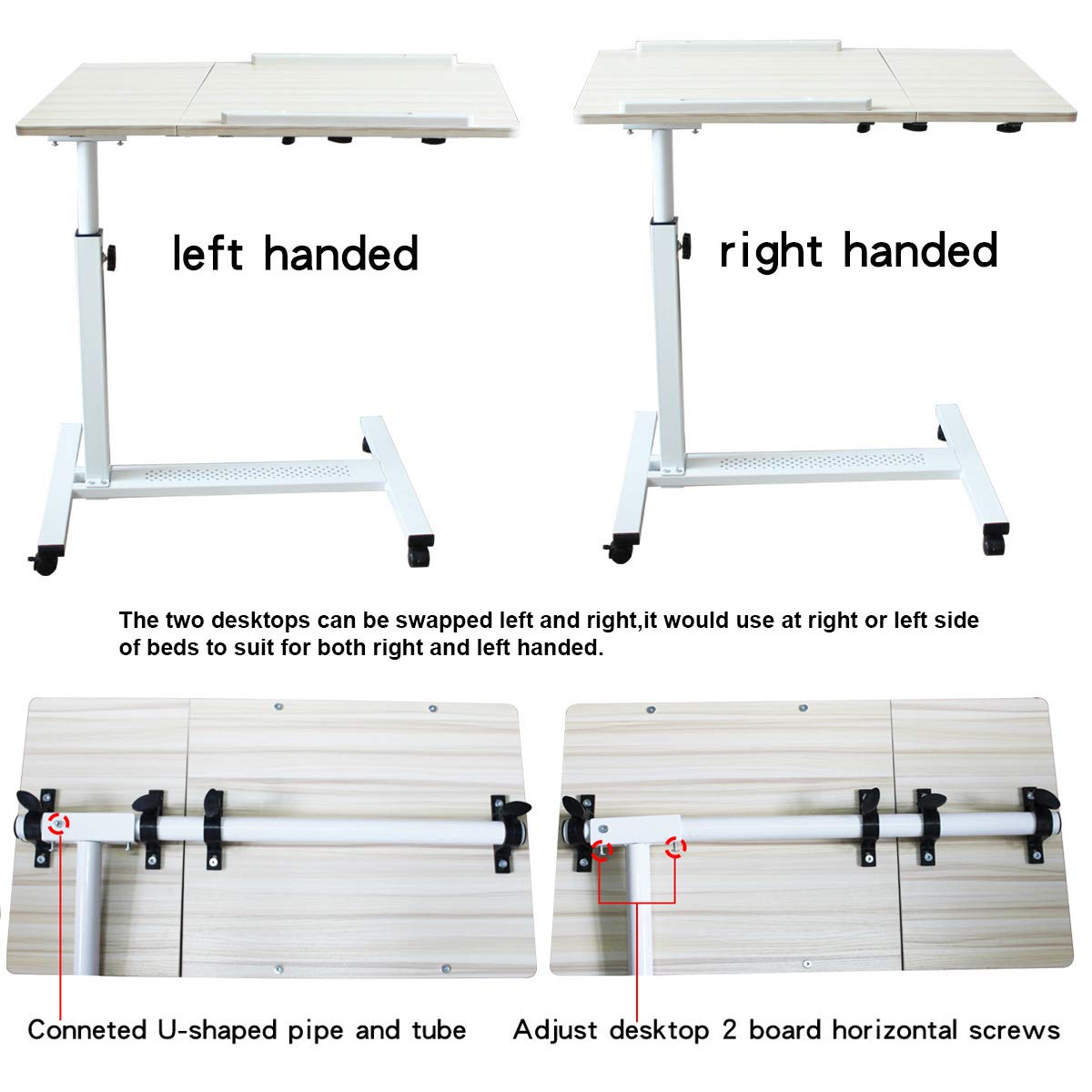 Tilting Overbed Table with Wheels Rolling Laptop Table Overbed Desk Rolling Laptop Stand Over