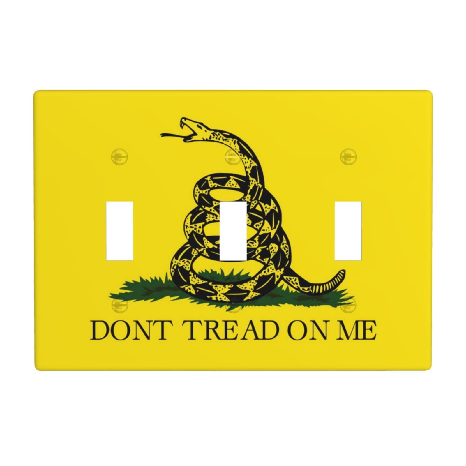 Gadsden Flag 3 Gang Switch Plate Cover-Unbreakable Polycarbonate Wall Plate, Heat Resistant Toggle Switch Decor for Home