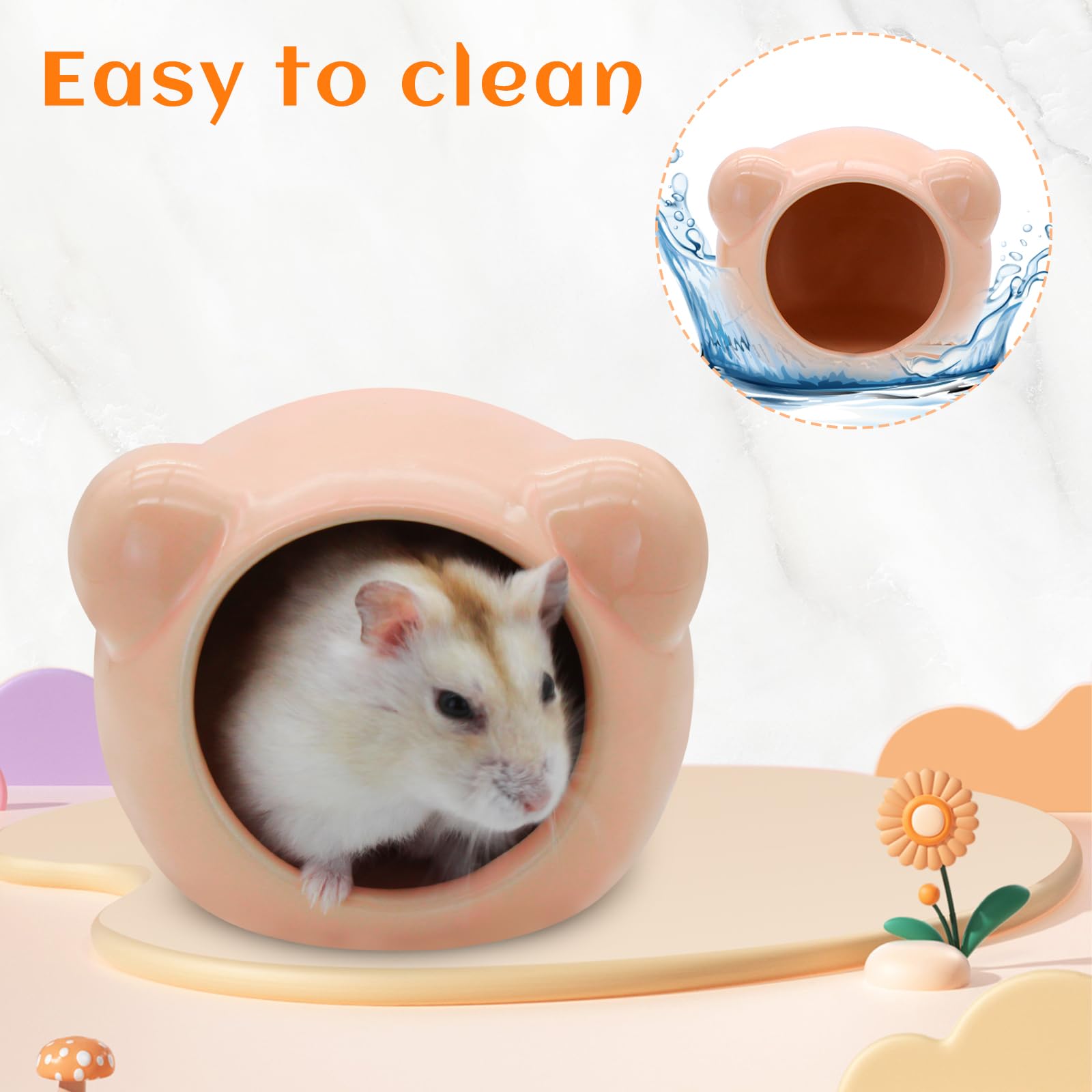 LuckyOpt Ceramic Hamster House, Cute Bear Shape Hamster Cave - Image 3