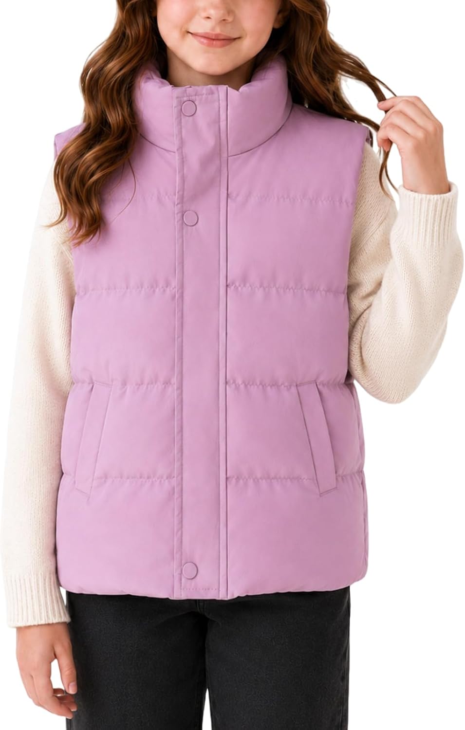 Girls Vests Sleeveless Winter Jackets Cute Coats with Pockets 5-14Y