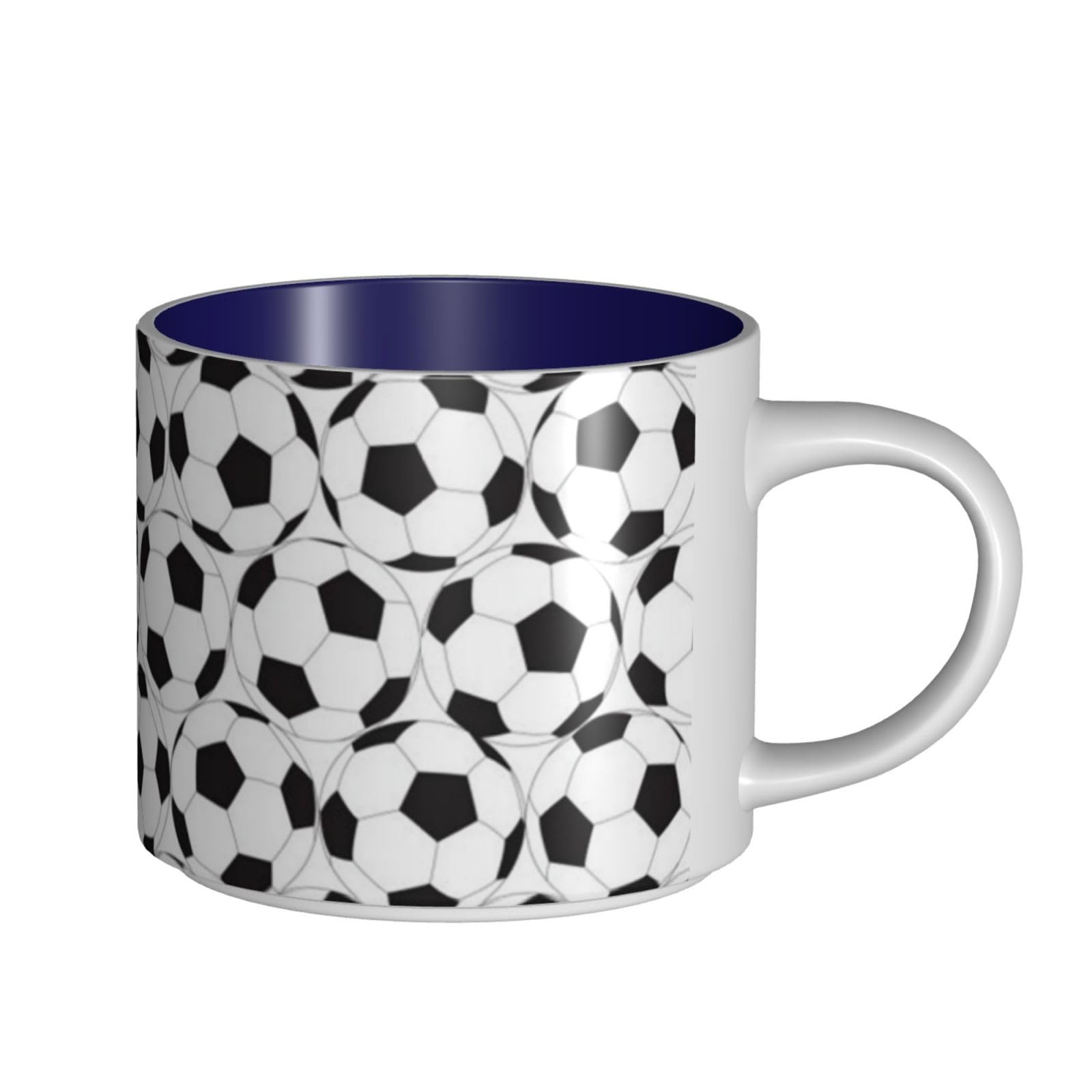 Tazza da caffè in ceramica stampata con motivo a pallone da calcio in bianco e nero