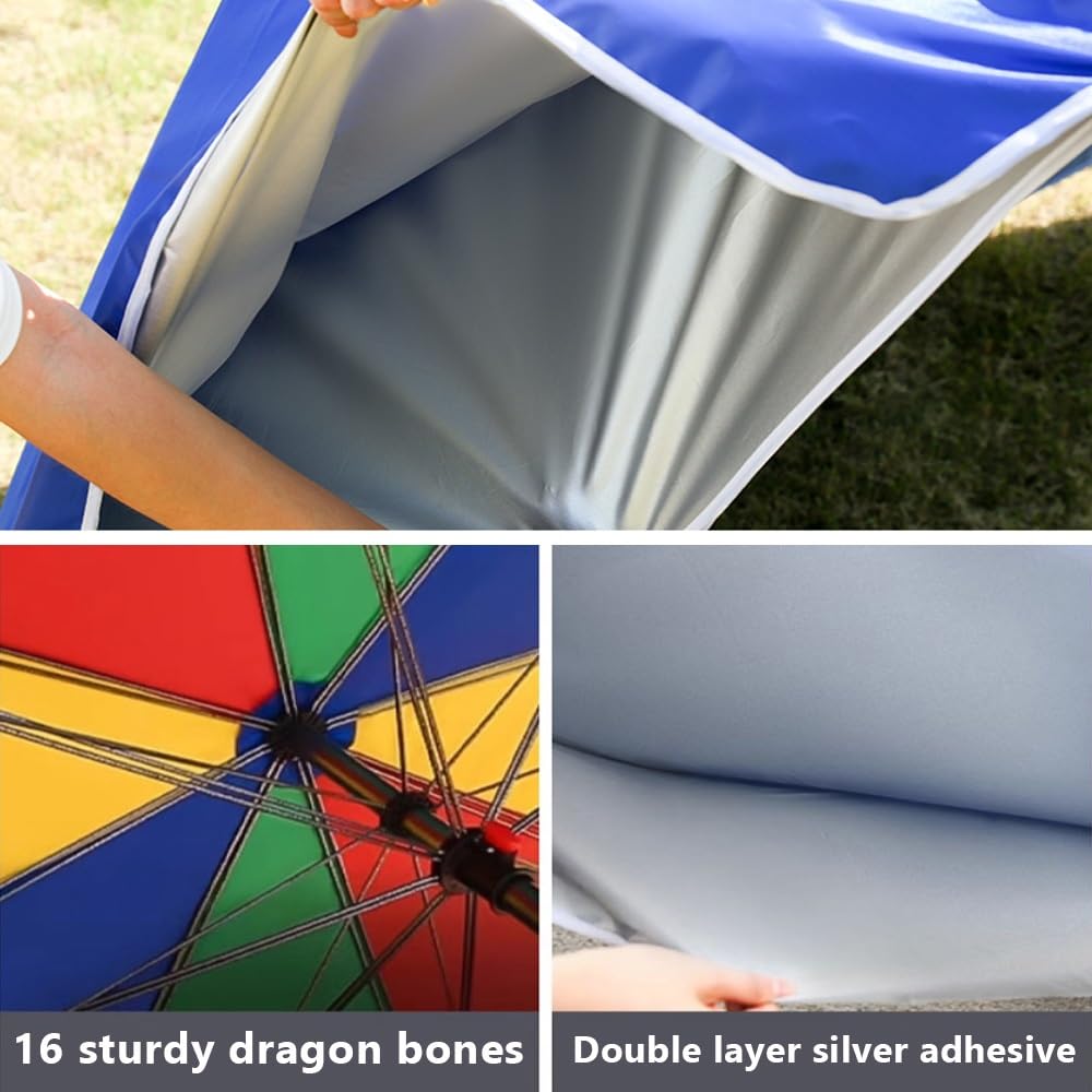 Ombrellone da Spiaggia da 2,4 m - Ombrellone Portatile da Esterno per Patio, Parasole da Giardino, ombrellone da Mercato Antivento per Tavolo, Protezione UV, Design Leggero