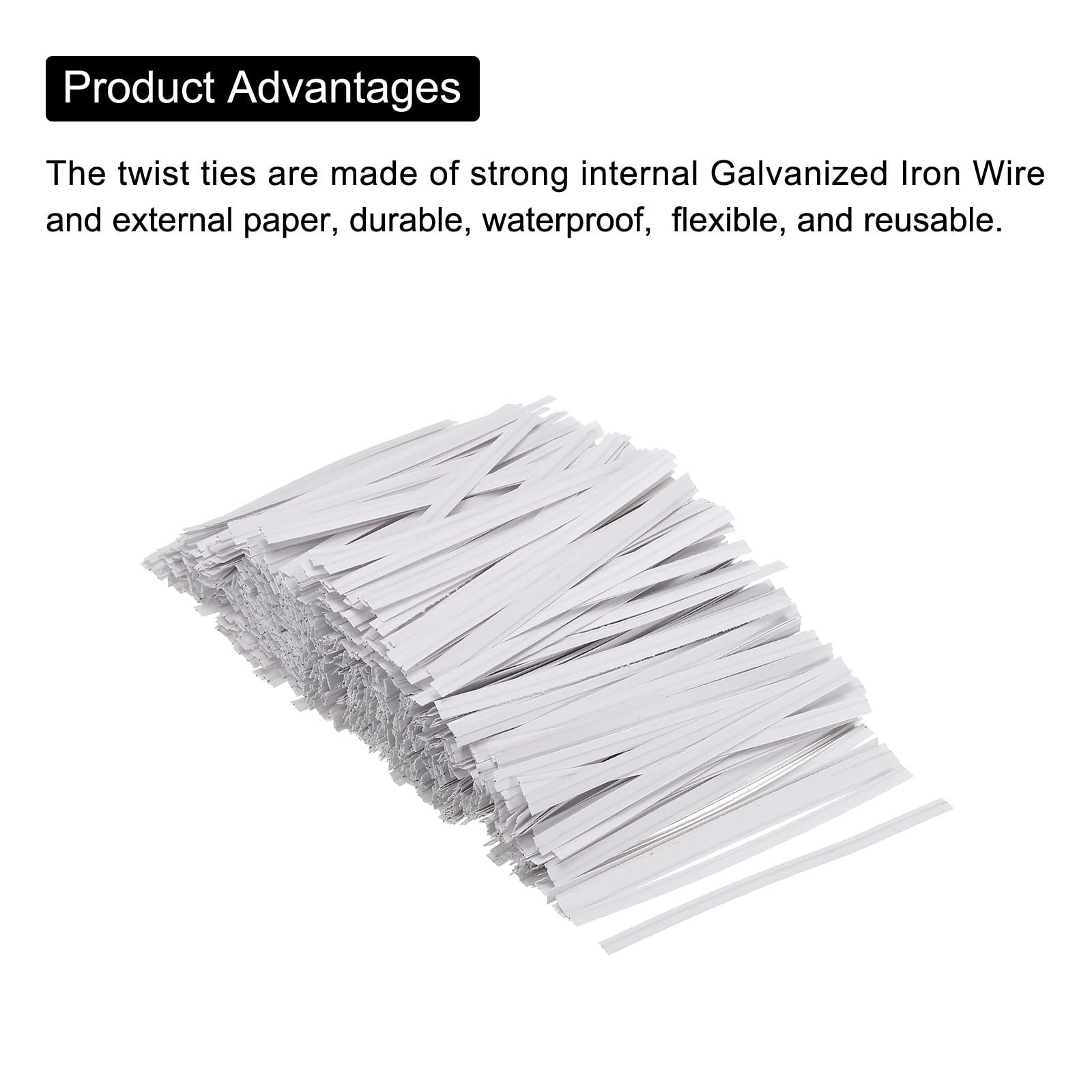 PATIKIL Twist Ties 3" Paper Closure Tie for Party Tying Gift Bags Candy, Bread, Arts Crafts White Pack of 1500 - Image 4