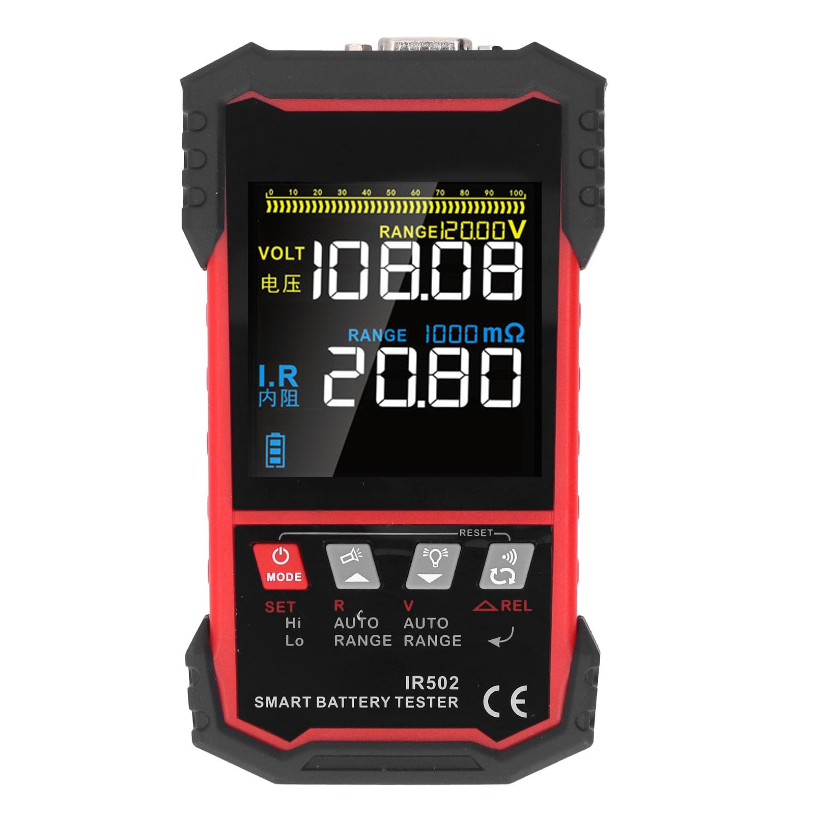 Ejoyous Wewnętrzny Tester Rezystancji Akumulatora ABS Kelvin 4-przewodowy Tester Rezystancji Akumulatora 0,000 mΩ do 500 Ω i ±120 V TN LCD z Automatycznym Przełączaniem dla Techników Sprawdzających
