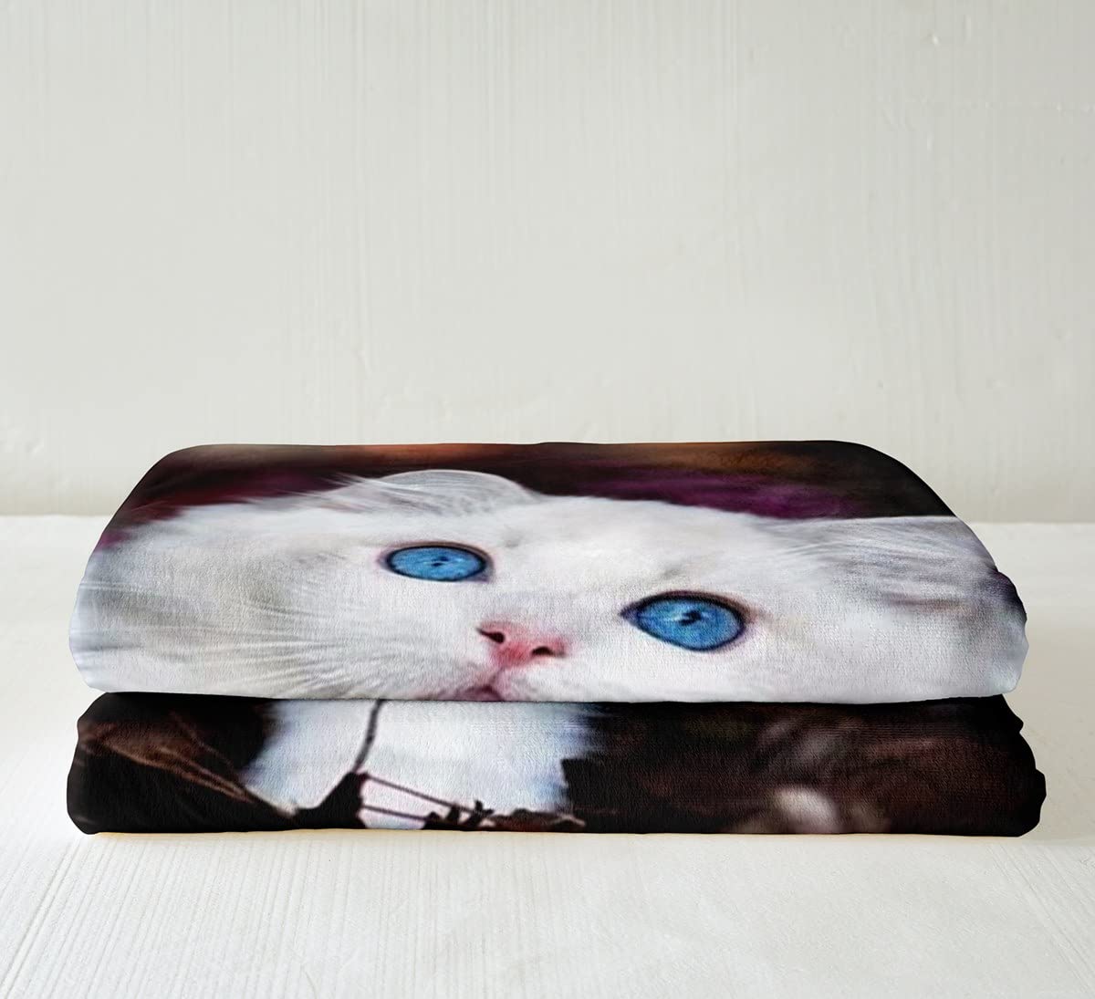 Manta de Forro Polar para Gatos, Bonita Manta de Felpa de Animales para Cama, sofá, Manta Sherpa Kawaii, Manta Transpirable para Mascotas, Gatos, Regalo para Amantes de los Gatos, Reina, 90 x 90 pulg