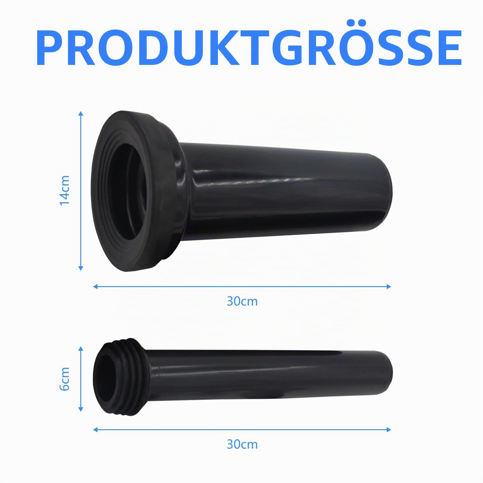 WC Anschluss Set 300mm, Anschlussgarnitur für Wand-WC mit Spülrohr Abflussrohr Kappen Dichtung und Befestigungsmaterial Montageset für Hänge-WC