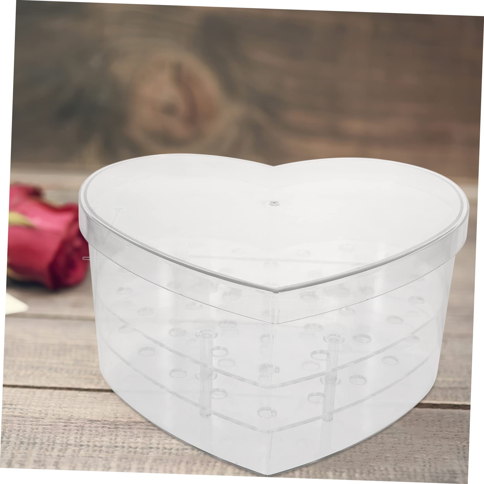 NIYANGLE Scatola Fiori A Forma Di Cuore Trasparente - Display Per Bouquet 21.5x18.5x12.5cm