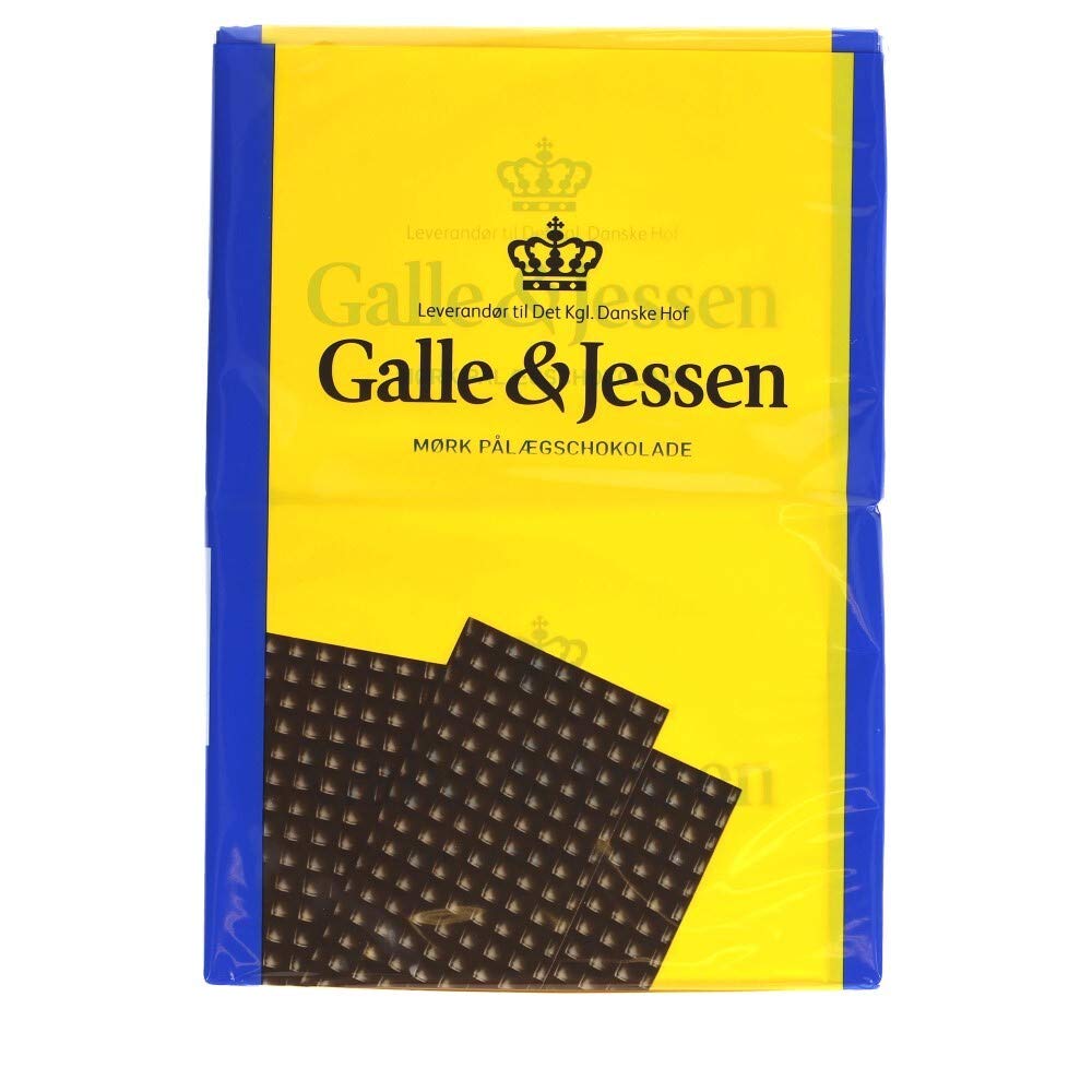ScandiKitchen, Galle & Jessen, Mork Palaegschokolade, Danish Dark Chocolate Thin Sheets for Sandwiches, 216g