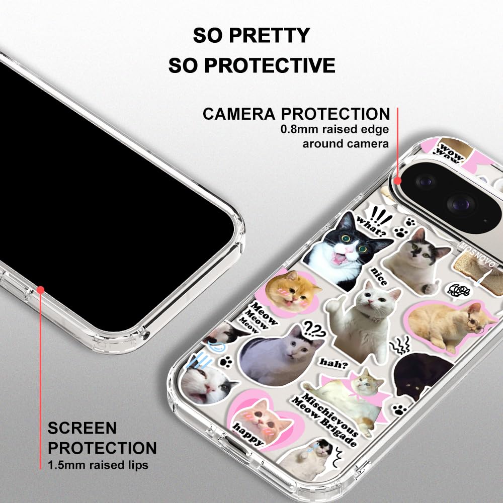 MOSNOVO Case for Google Pixel 10 & Pixel 10 Pro, [Buffertech 6.6ft Military-Grade Drop Protection] [Anti Peel Off Tech] Clear TPU Bumper Phone Case Cover Design - Cute Cherry — view 31