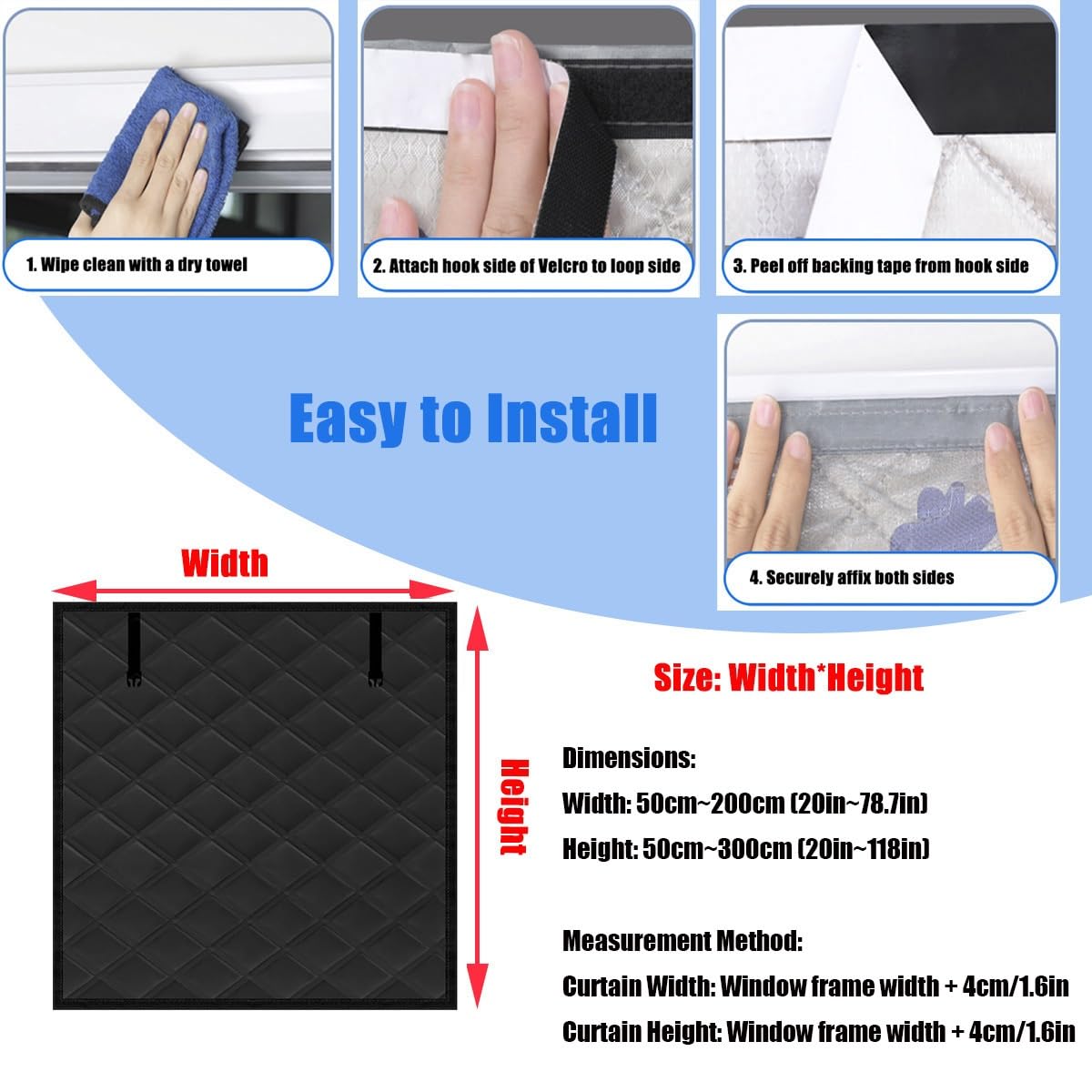Fensterisolierungsset, Fenster Isolierung Gegen Kälte, Fensterfolie Winters Wärmeschutzvorhang Fenster Verdunkelungsvorhang Aus Baumwolle&Oxford für Schlafzimmer(Grau,47x118in/120x300cm)