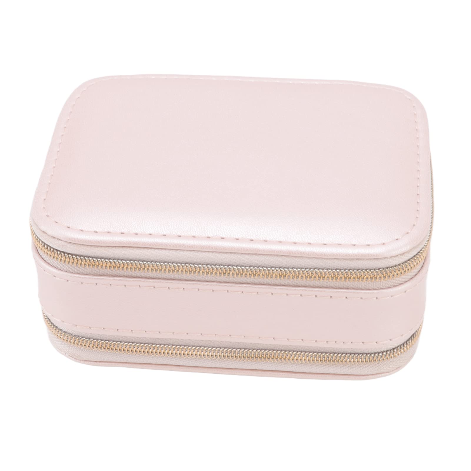 Defult Jewelry Case Double Layer Portable Pink Necklace Hook Design Convenient Handle Travel Jewelry Box For Ring, Pendant, Earring, Necklace, Bracelet Organizer Storage Holder Boxes