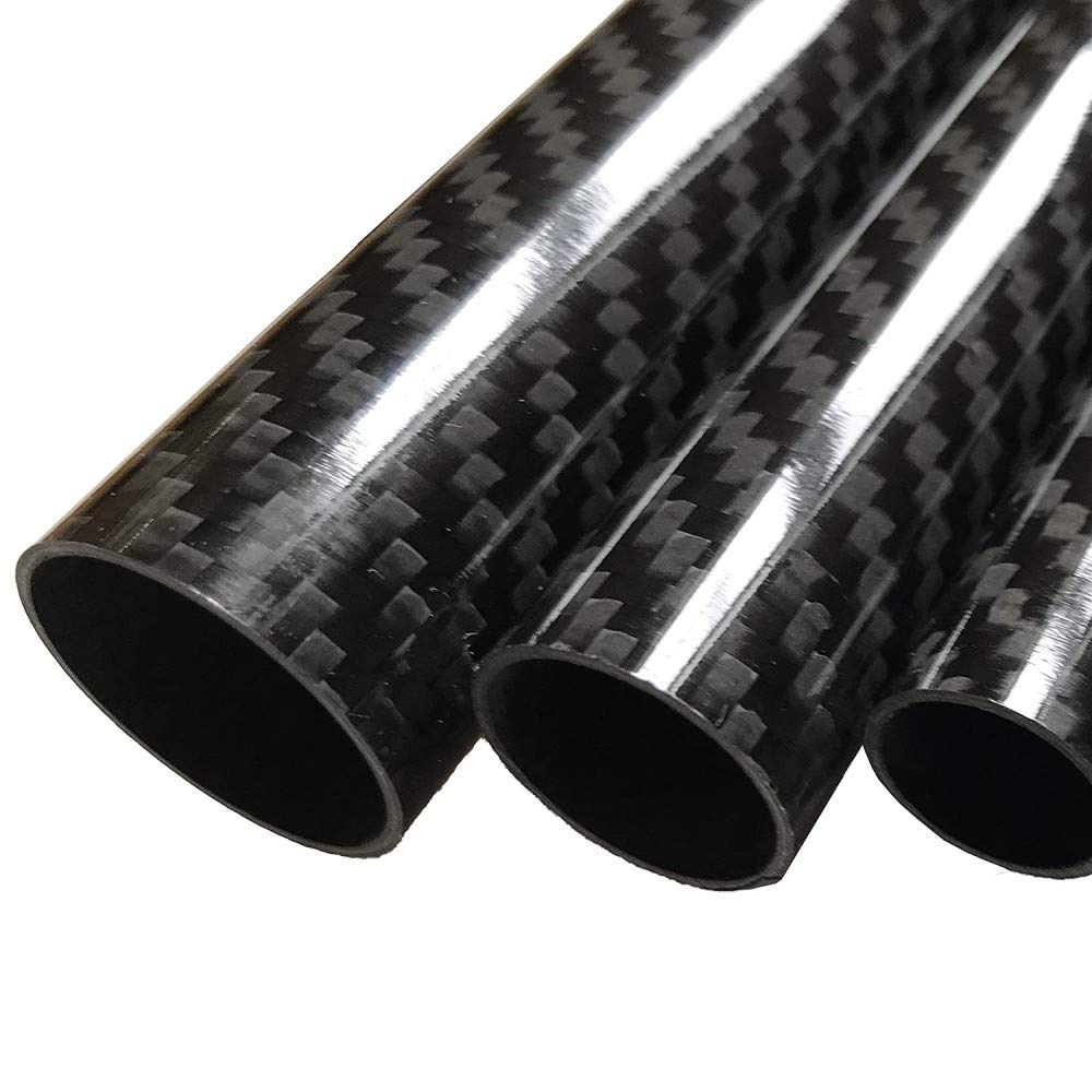 WHABEST 2pcs 45mm OD X 41mm ID X 500mm 100% Roll Wrapped Carbon Fiber Tube Glossy 3K /Tubing