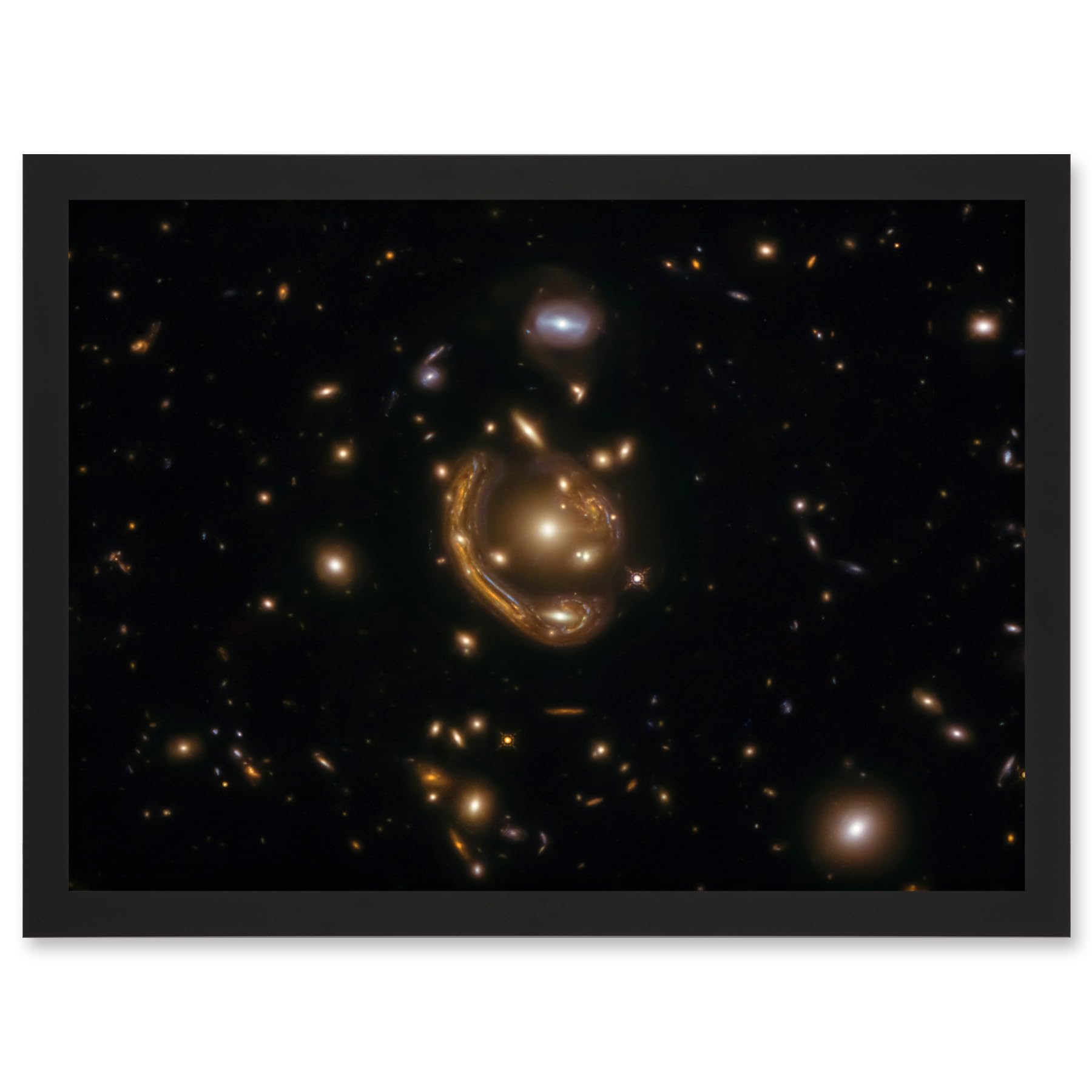 Artery8 Hubble Space Telescope Image Einstein Molten Ring Galaxy Phenomenon Gravitational Lensing Distant Galaxy Peak Epoch Starbirth Cosmic Evolution Artwork Framed A3 Wall Art Print