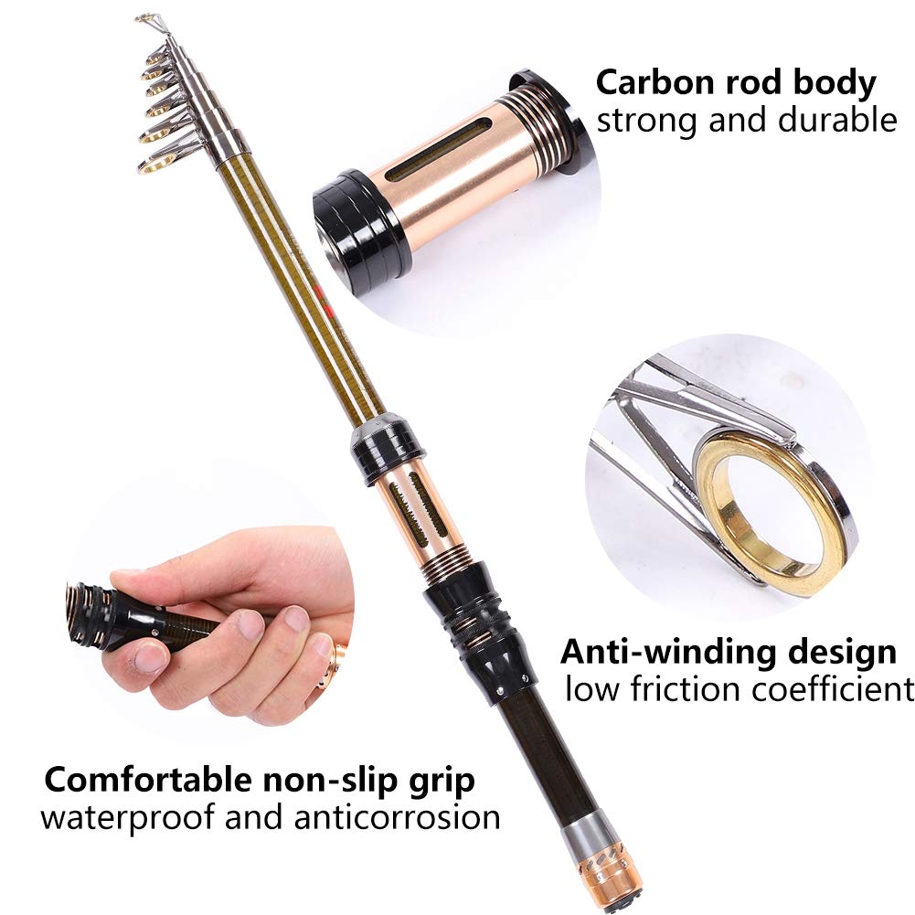Dioche Wędka teleskopowa, Protable Carbon ultra krótka sekcja Mini Sea Fishing Pole
