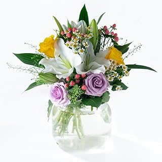 Autumn Glow Bouquet - Stunning Fresh Flowers with UK Wide Delivery, Beautiful Purple Roses, Yellow Roses, White Lilies, White Chrysanthemums, Hand Tied, Gift Wrapped, For All Occasions