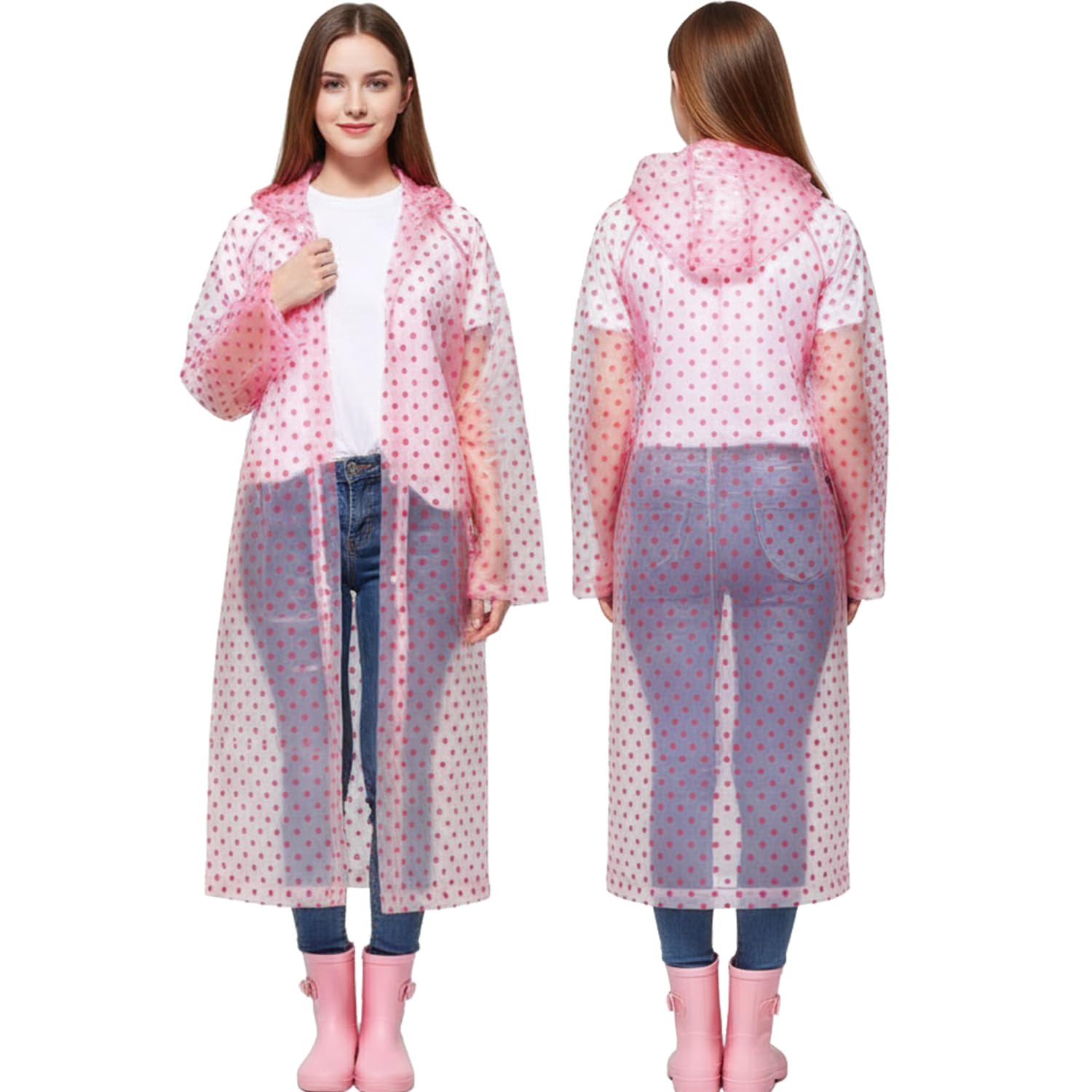 Pivalo EVA Rain Coat Transparent Hooded Outdoor Water Resistant Rain Suit for Women and Girls (Universal, Random)