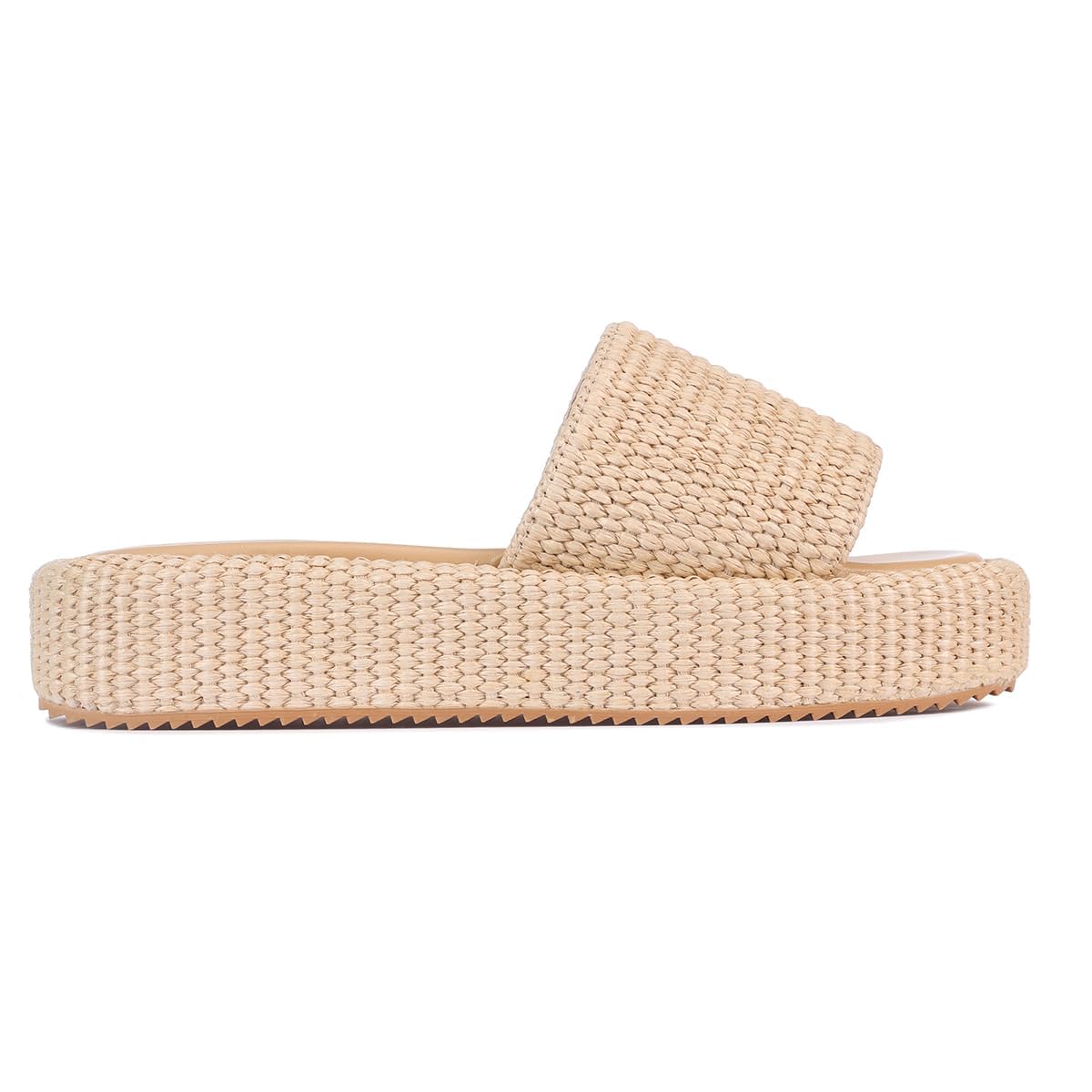 Monrovia Platform Sandals Women Raffia Espadrille Slides, Woven Straw Flatform Beach Sandals Women, Slip On Summer Vacation Shoes, Comfortable Casual Daily Wear