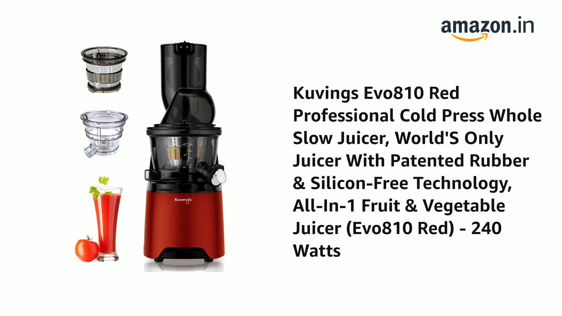 Kuvings EVO810 Red Professional Cold Press Whole Slow Juicer