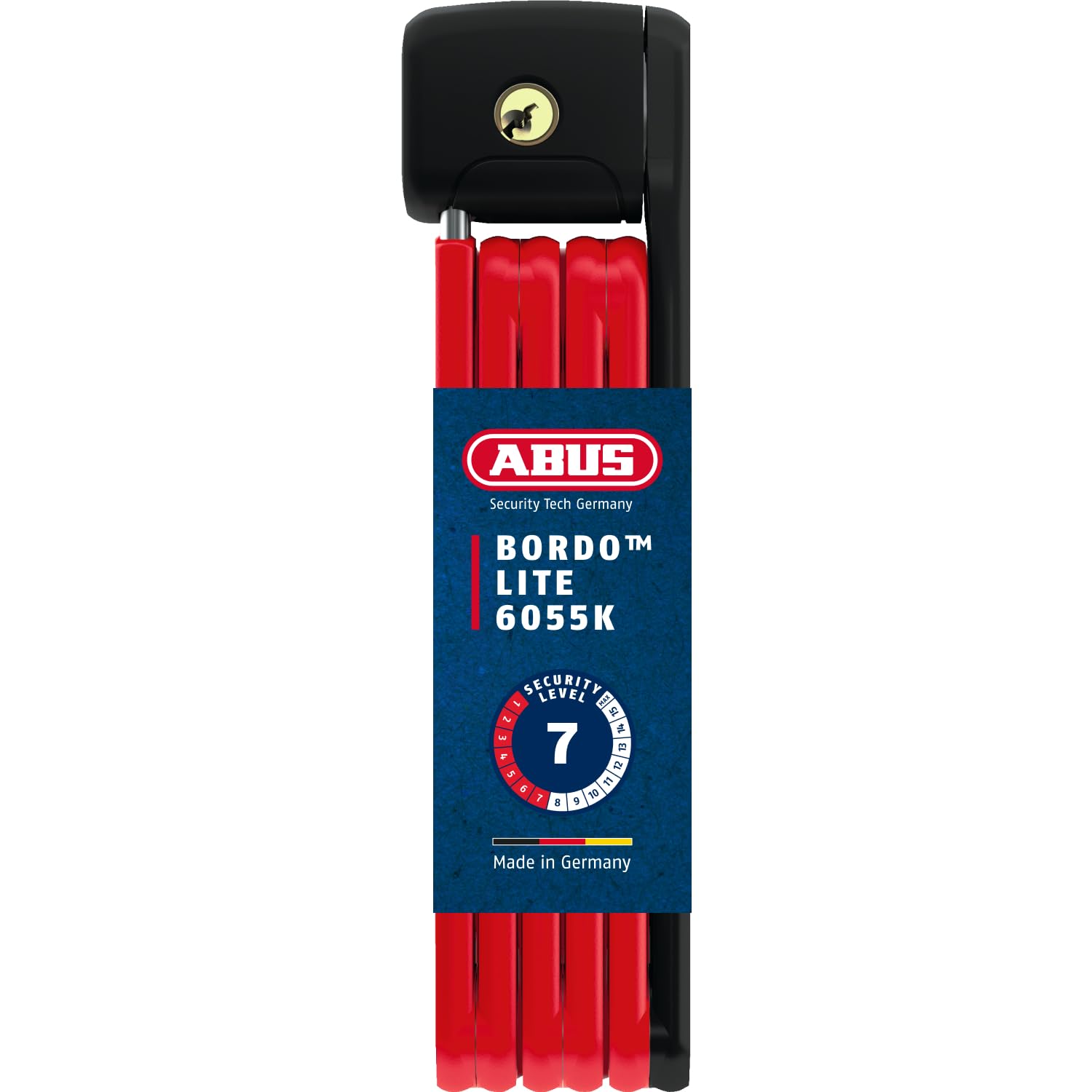 ABUS Faltschloss Bordo Lite 6055K SH mit Halterung - Extra-leichtes Fahrradschloss aus Spezialstahl Sicherheitslevel 7-85 cm - Rot