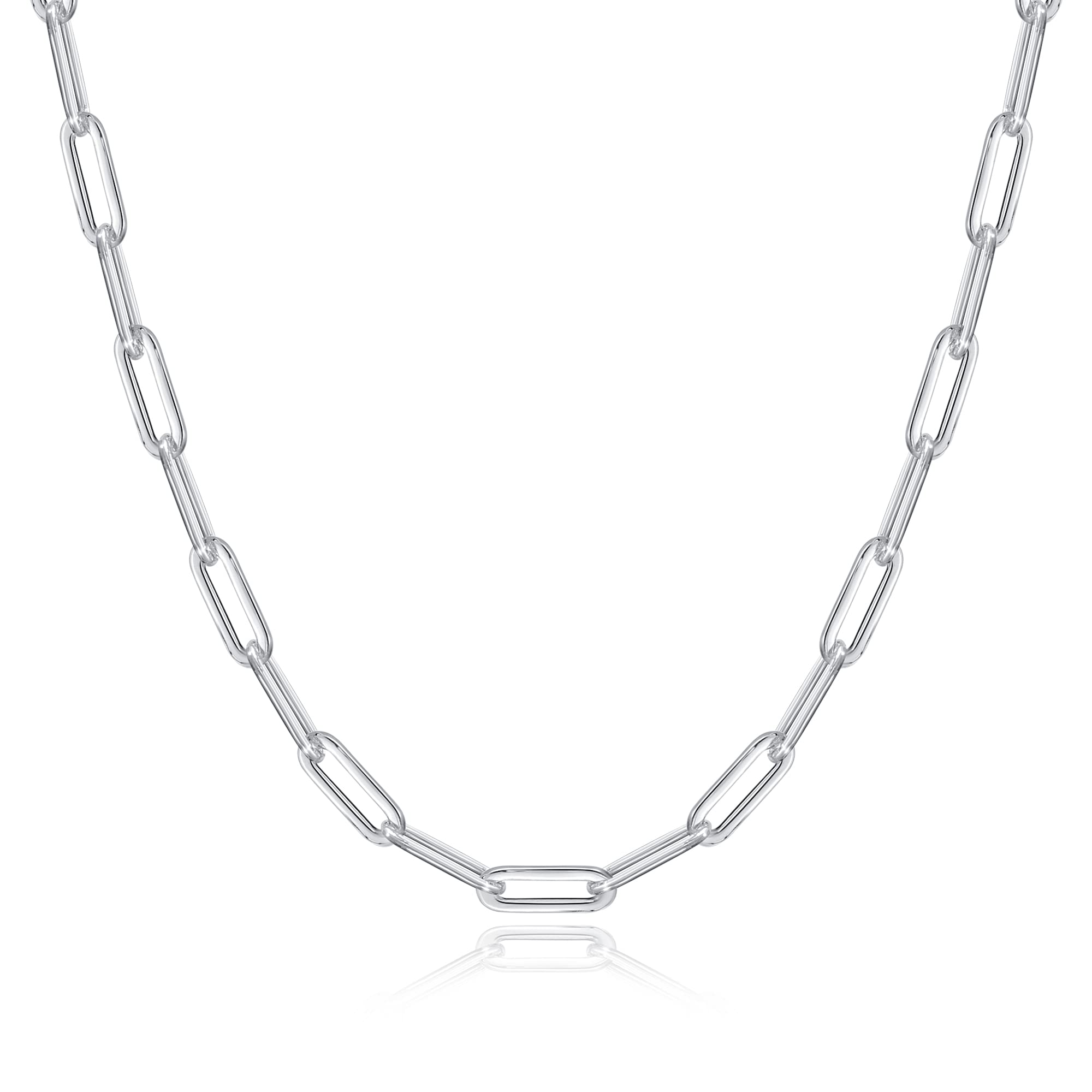 Catena in Argento Sterling 925 con Chiusura a graffetta da 5 mm per Collana da Donna e Uomo 16, 18, 20, 22, 24, 26, 30 Pollici