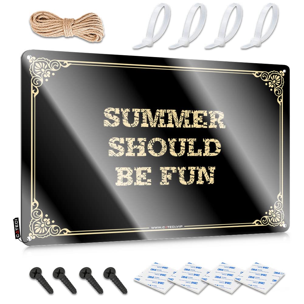 Vpguqarfr Colour Vintage Wall Art Decaor Custom Tin Sign, Limit Fade Resistant Summer Should Be Fun For Home Kitchen | Grunge Vintage Decor For Space Party(20X30cm)