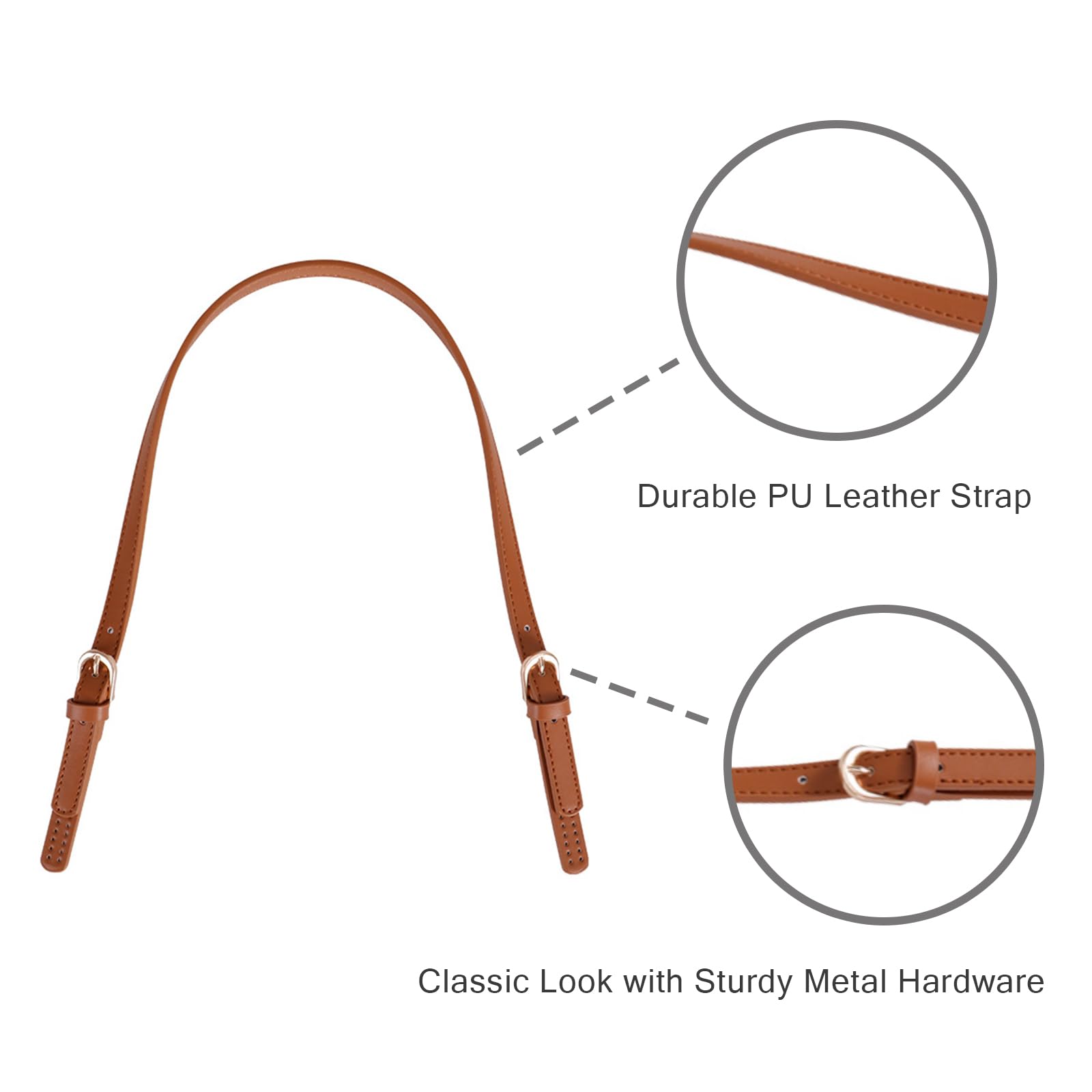 XIMEO Paquete de 2 correas de repuesto para bolso, asas ajustables de piel sintética con hebilla para hacer bolsos, reparación de bolsos y bolsos
