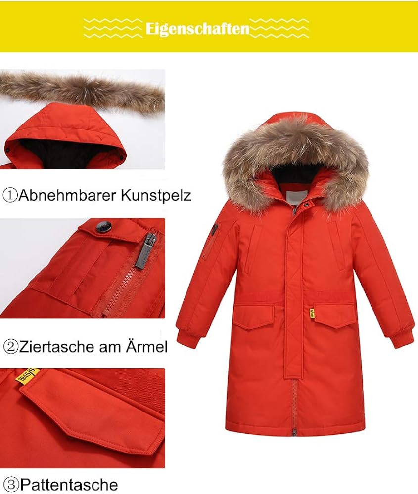 Kinder Daunenjacke Mit Pelzkragen - Warme Winterjacke Für Jungen & Mädchen